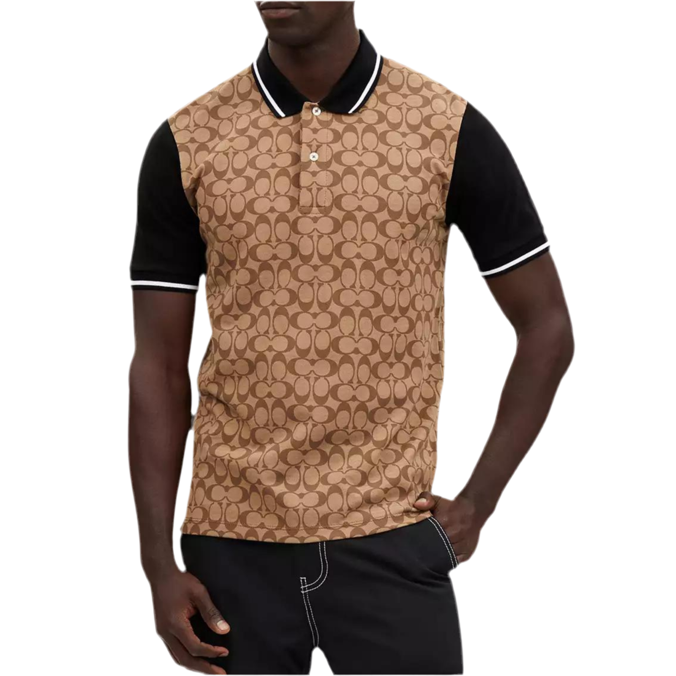 COACH Men Signature Polo - Khaki