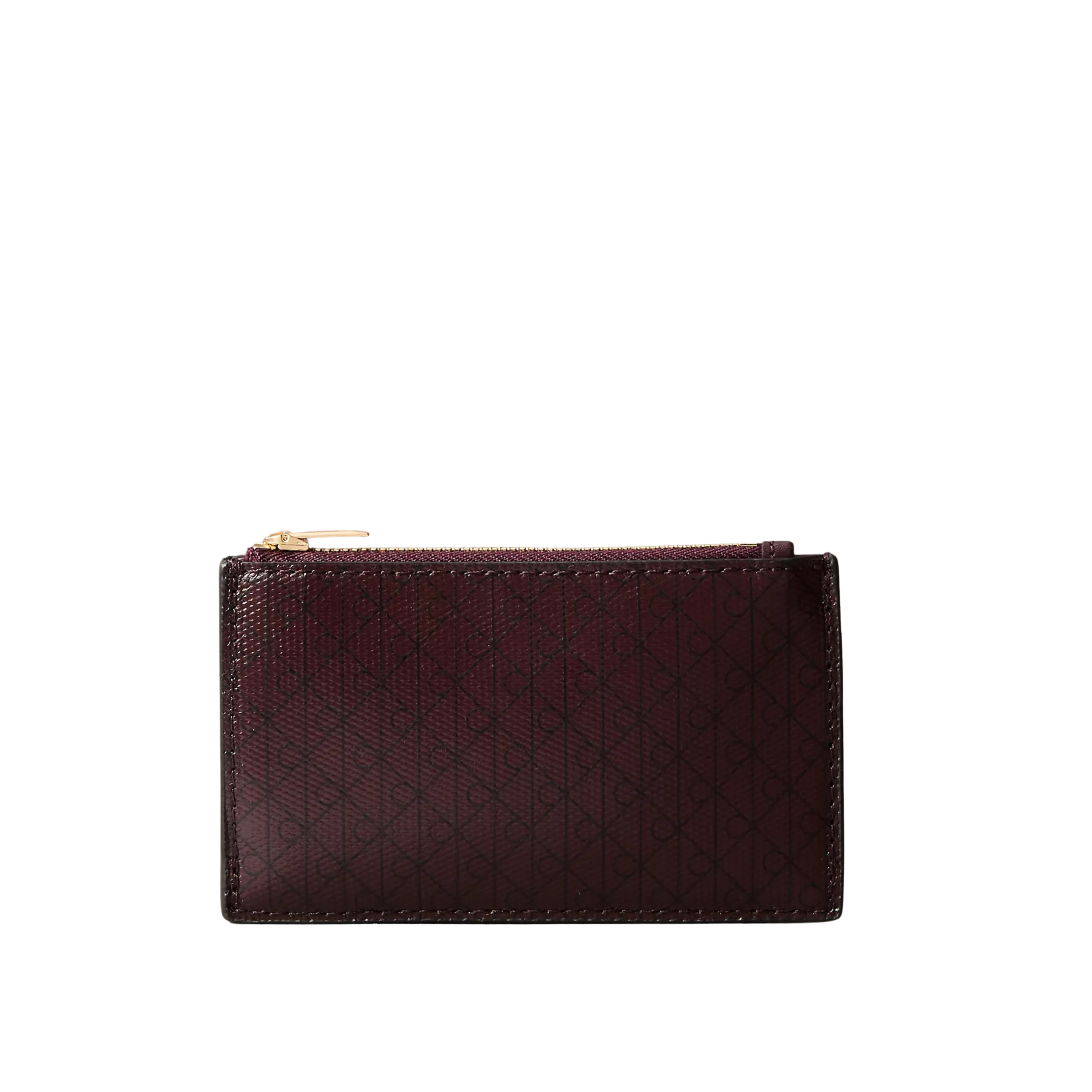 Calvin Klein Women Allover Emblem Logo Top Zip Card Case - Fudge