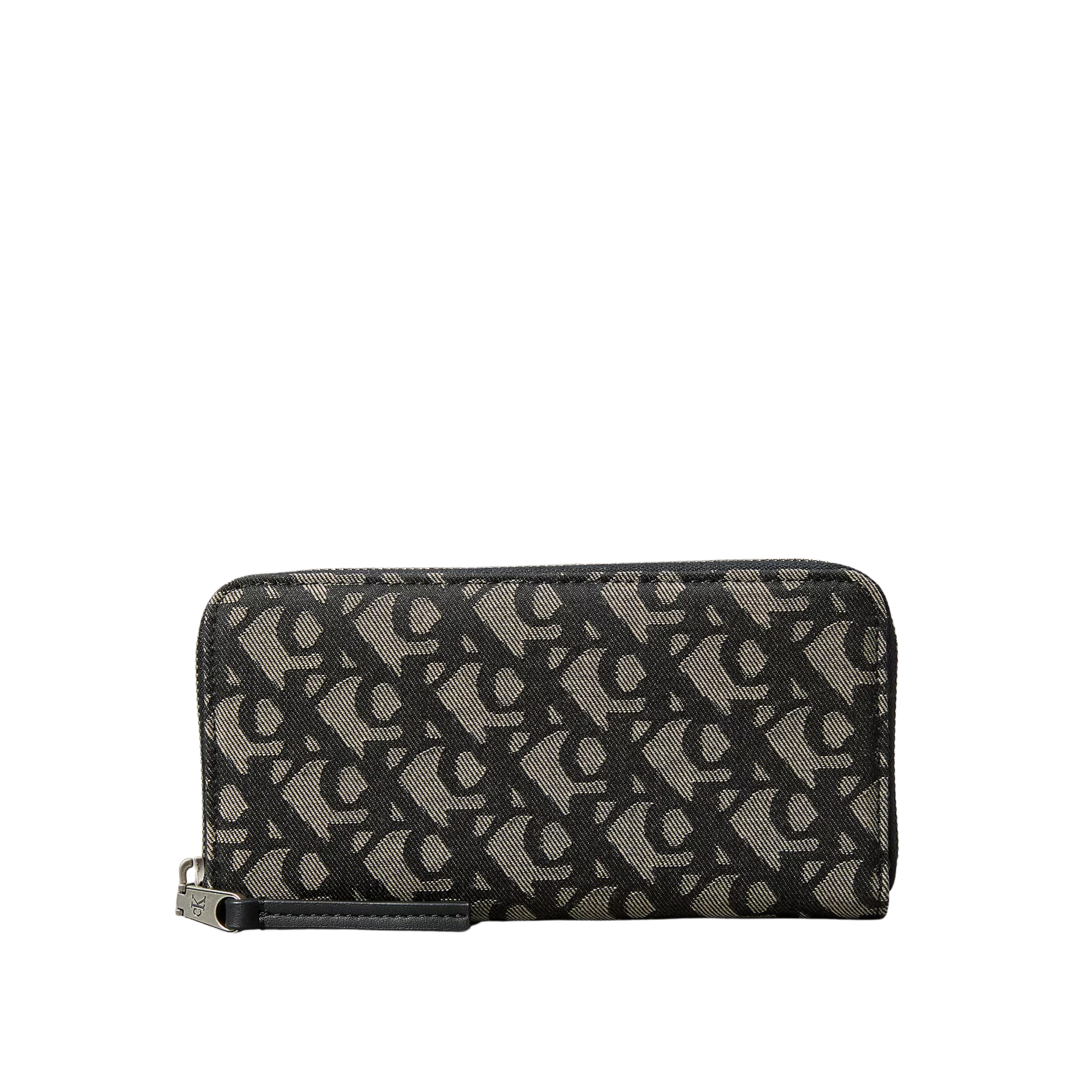 Calvin Klein Women Allover Monogram Long Zip Wallet - Black Lotus Beige Aop