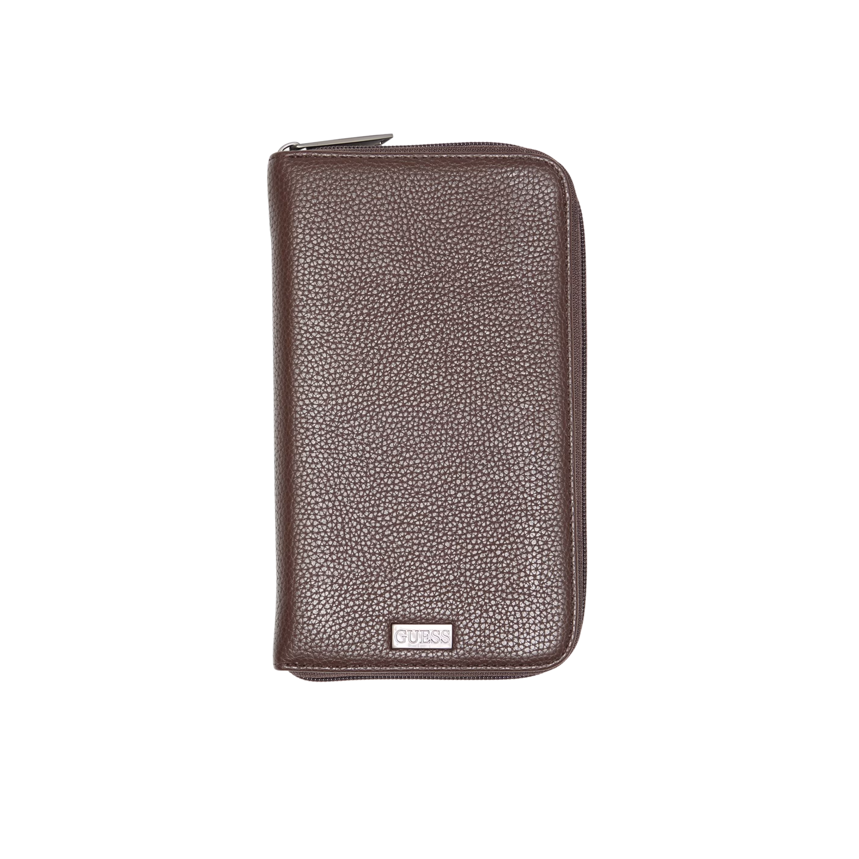 Guess Men Zip-Around Travel Wallet - Brown