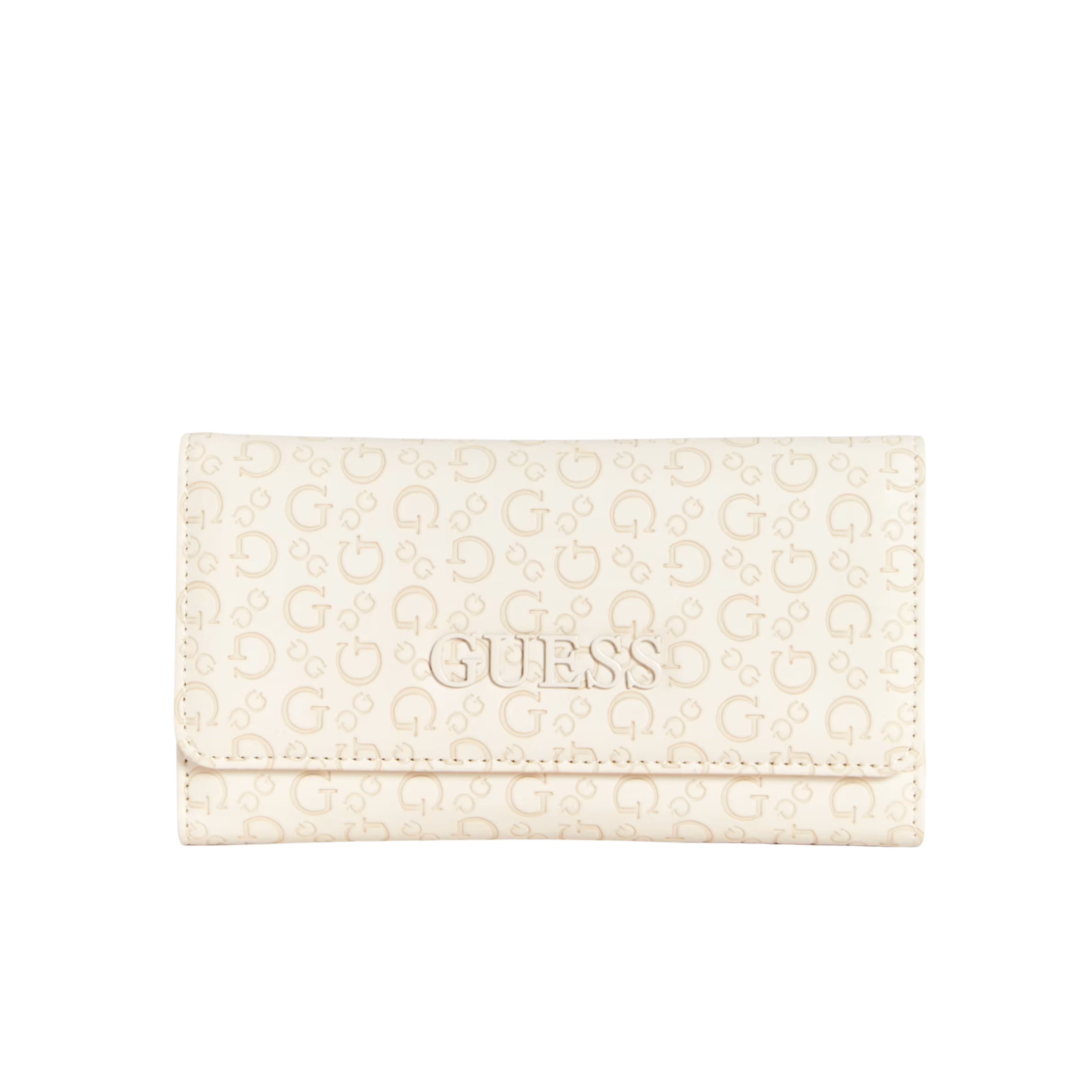 GUESS Women Bowie Debossed Logo Slim Clutch Wallet - Off White