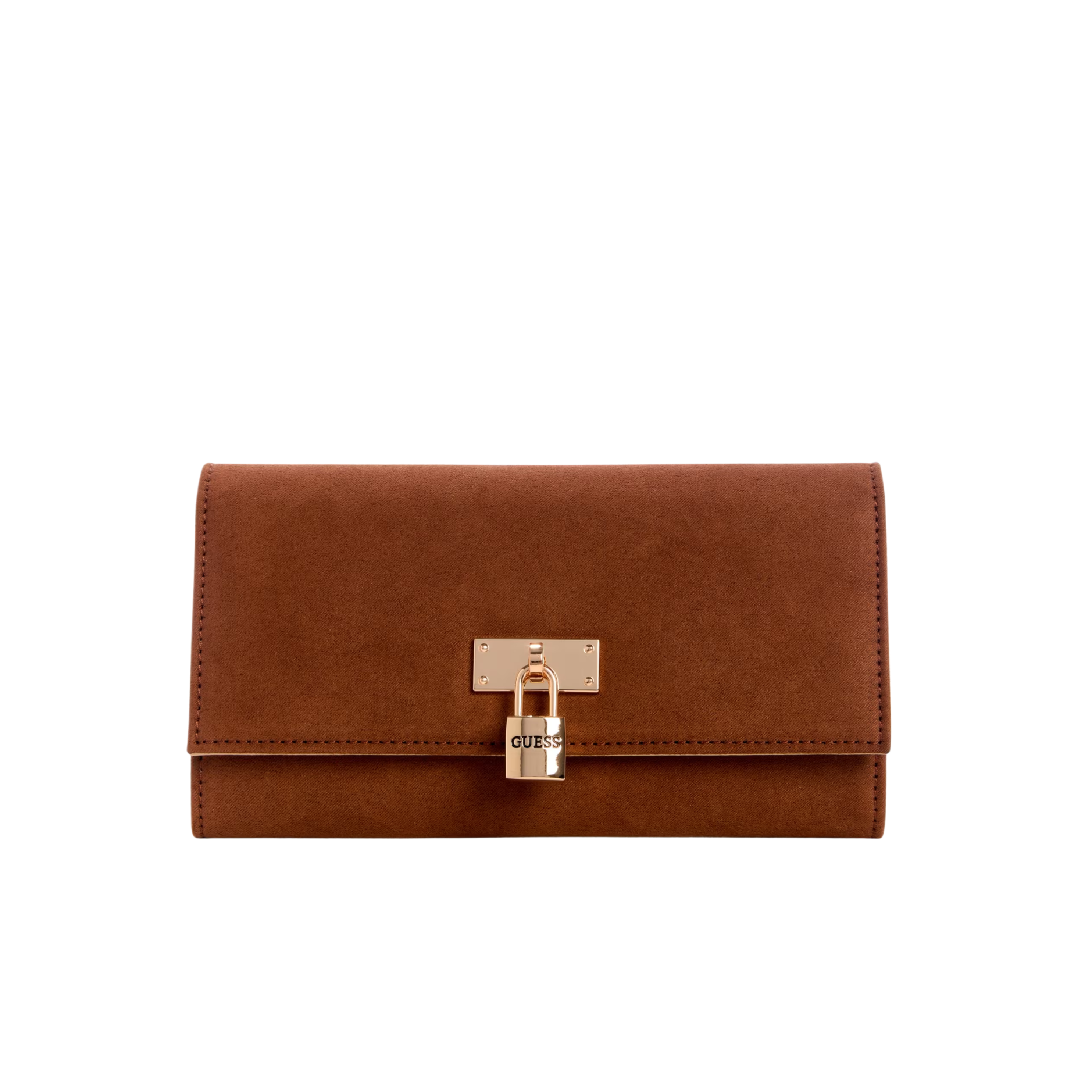 GUESS Women Kaline Faux Suede Slim Clutch Wallet - Brown
