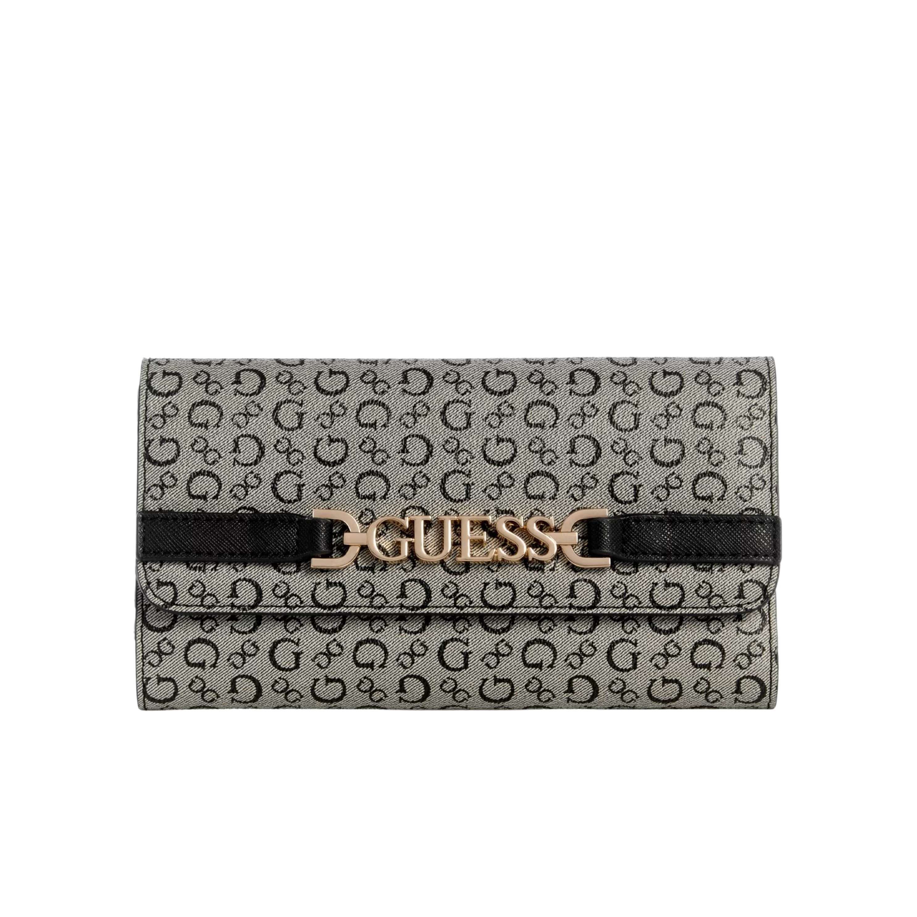 GUESS Women Rhiannon Logo Fold Over Clutch Wallet - Black