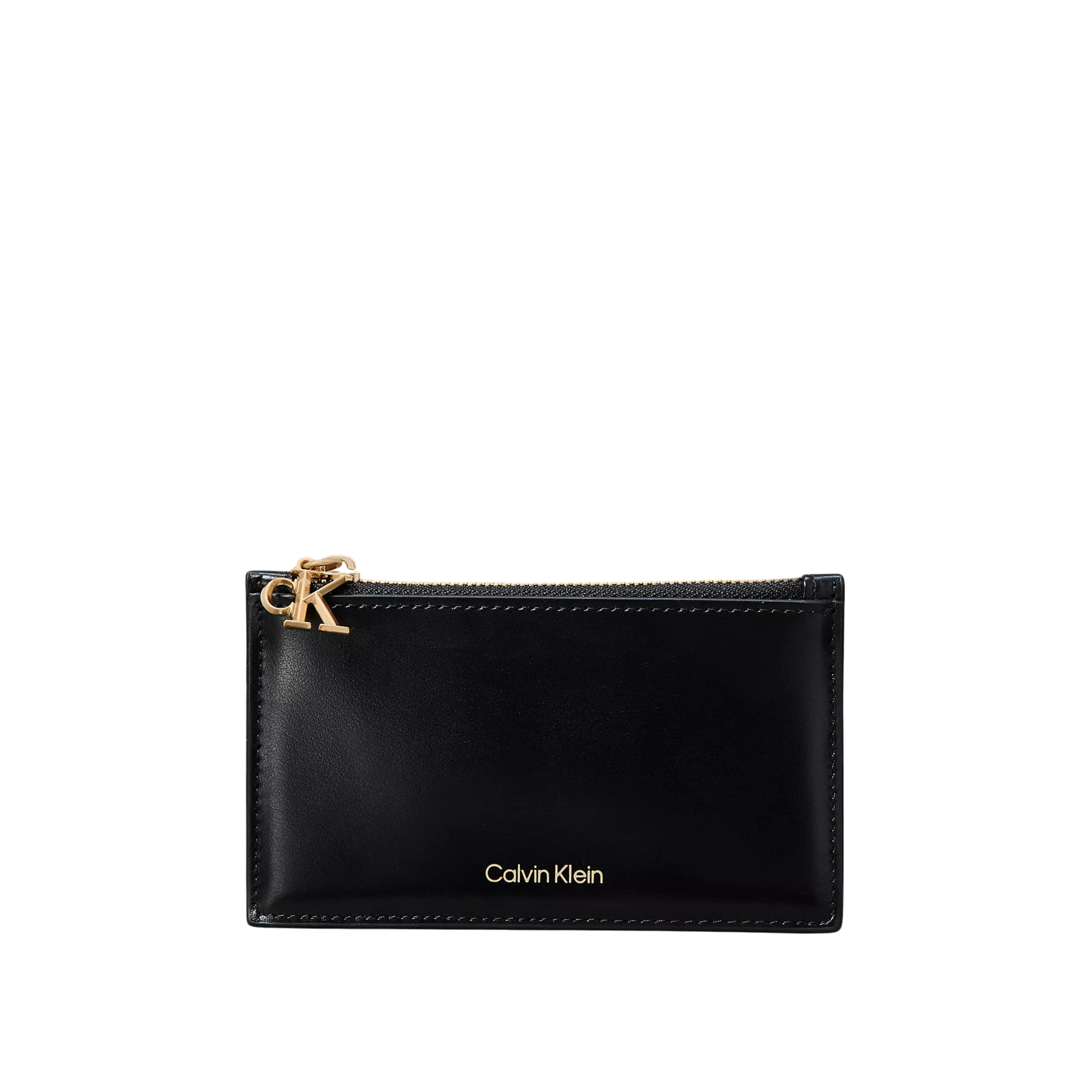 Calvin Klein Women Leather Zip Card Case - Black