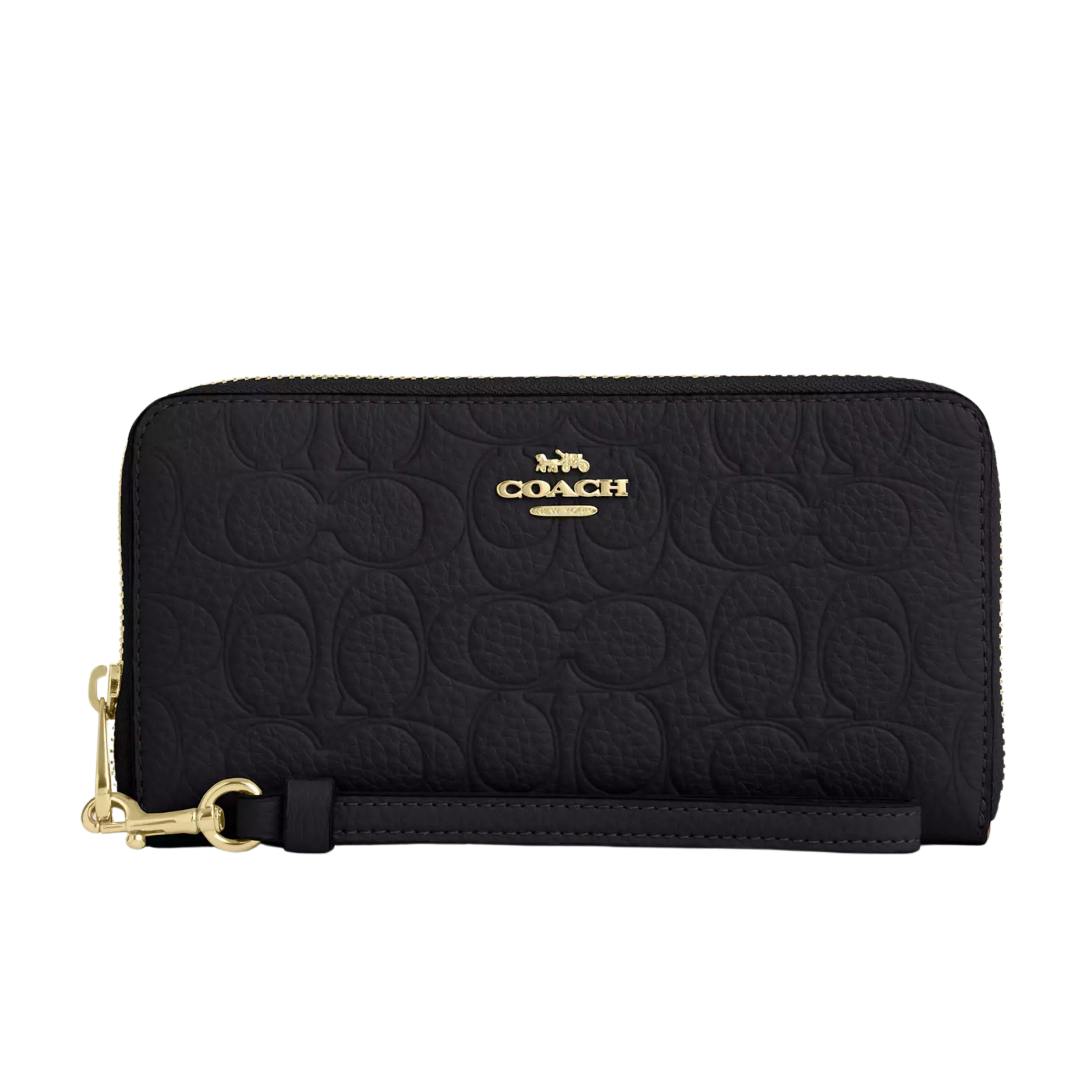COACH Women Long Zip Around Wallet - leather Gold Black