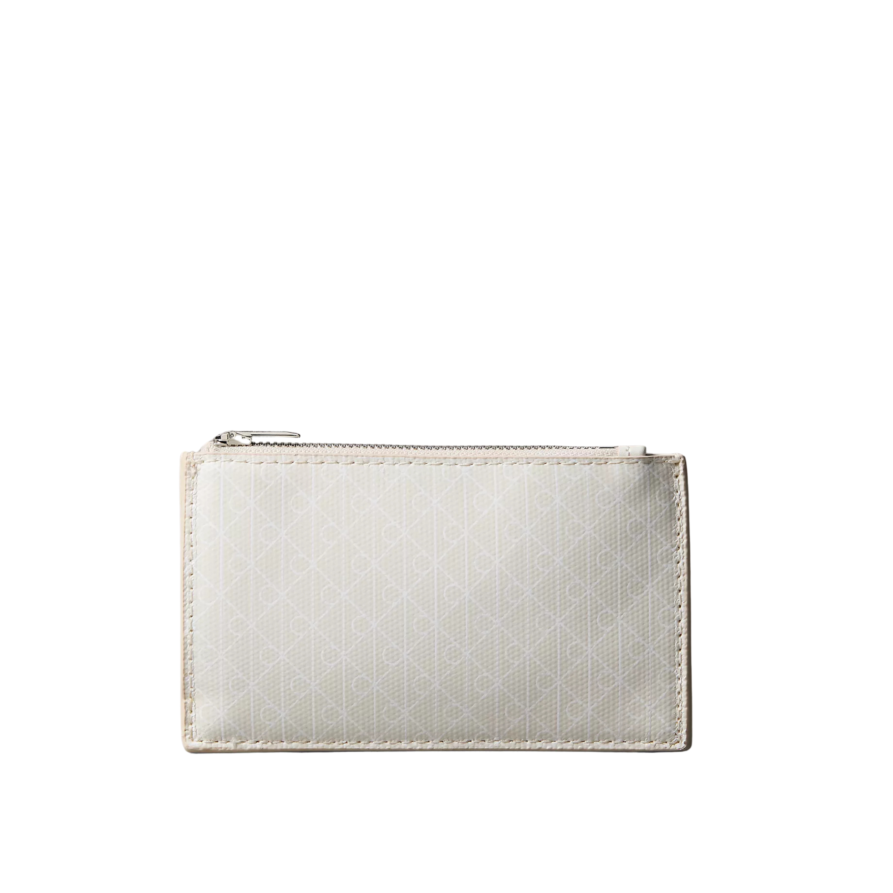 Calvin Klein Women Allover Emblem Logo Top Zip Card Case - Lily White