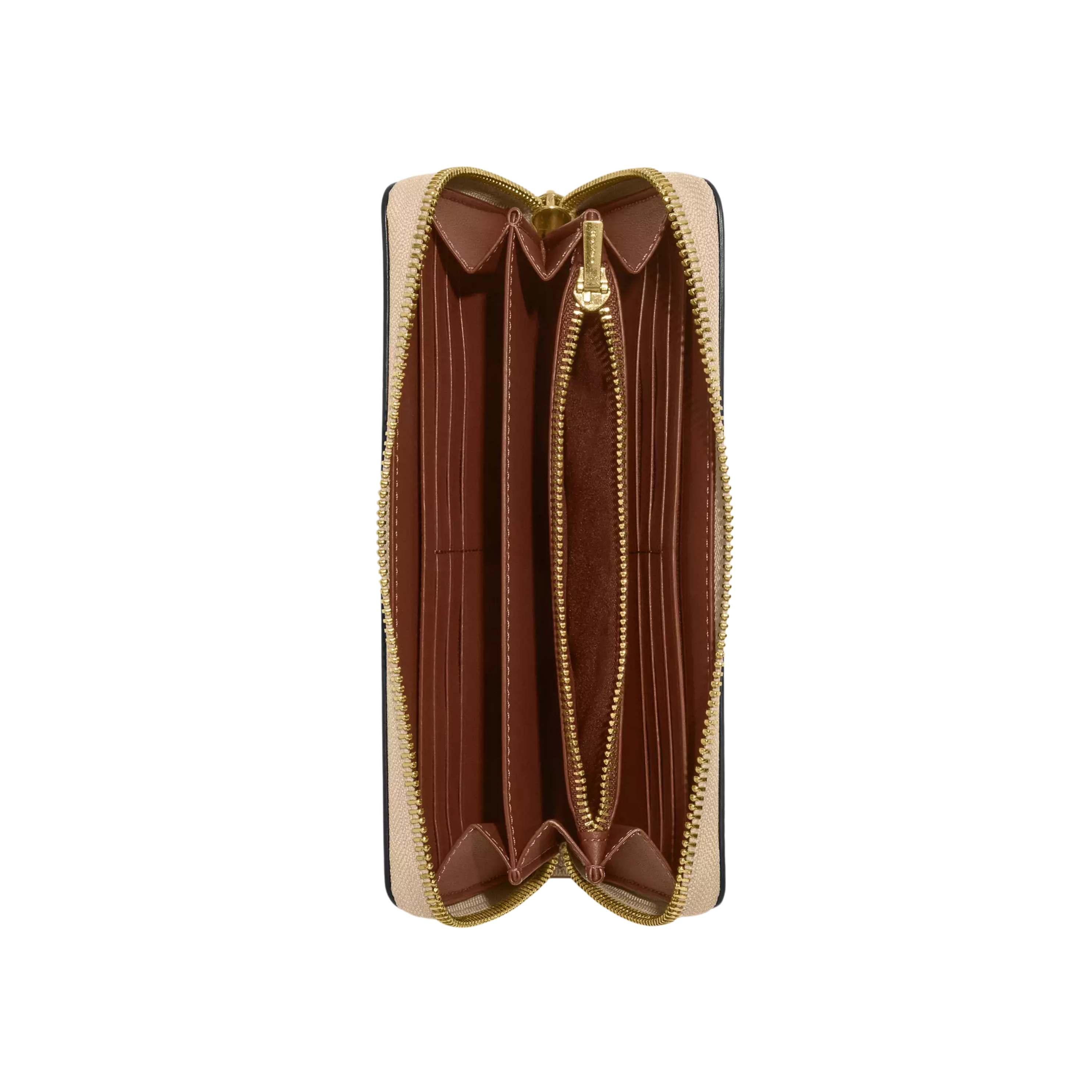 COACH Women Long Zip Around Wallet - Gold Light Khaki Light Saddle