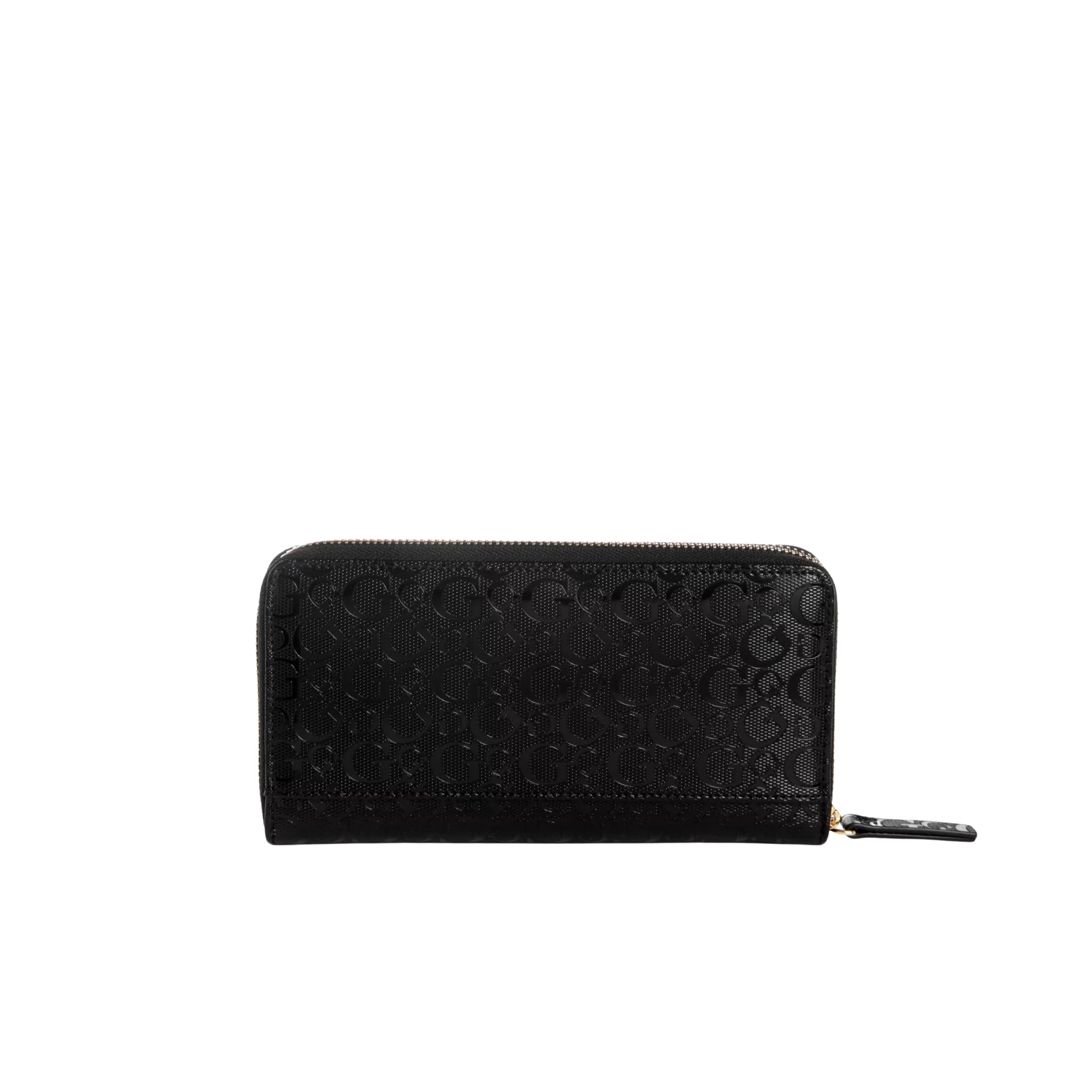 GUESS Women Kiran Logo Shine Medium Zip Around Wallet - Black