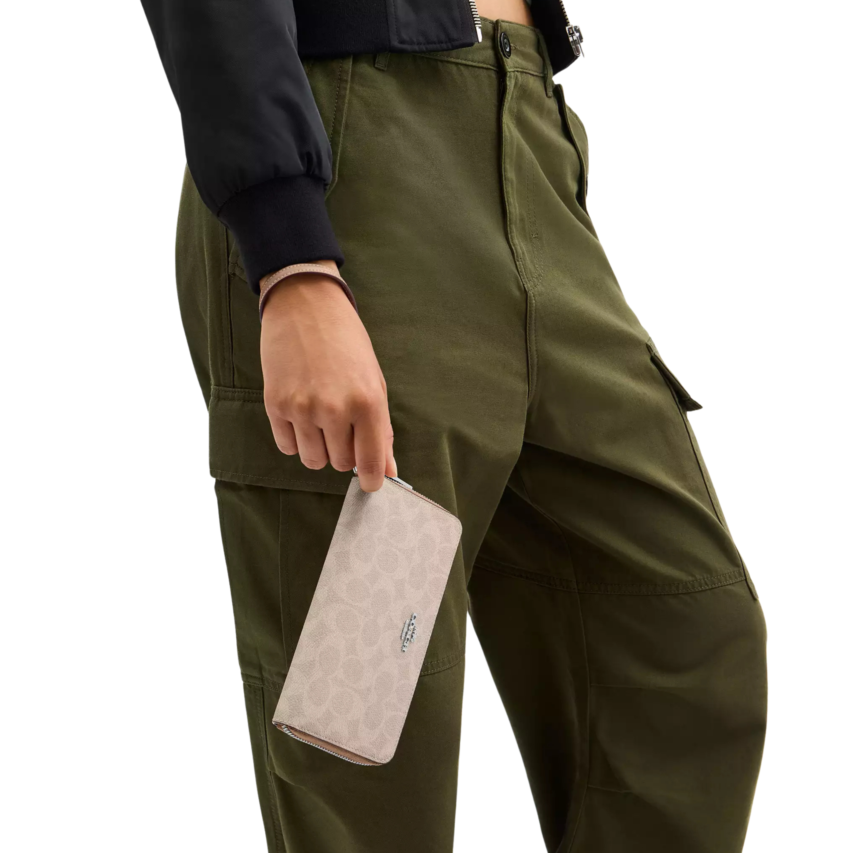 COACH Women Long Zip Around Wallet With Detachable Card Case - Silver Sand Taupe