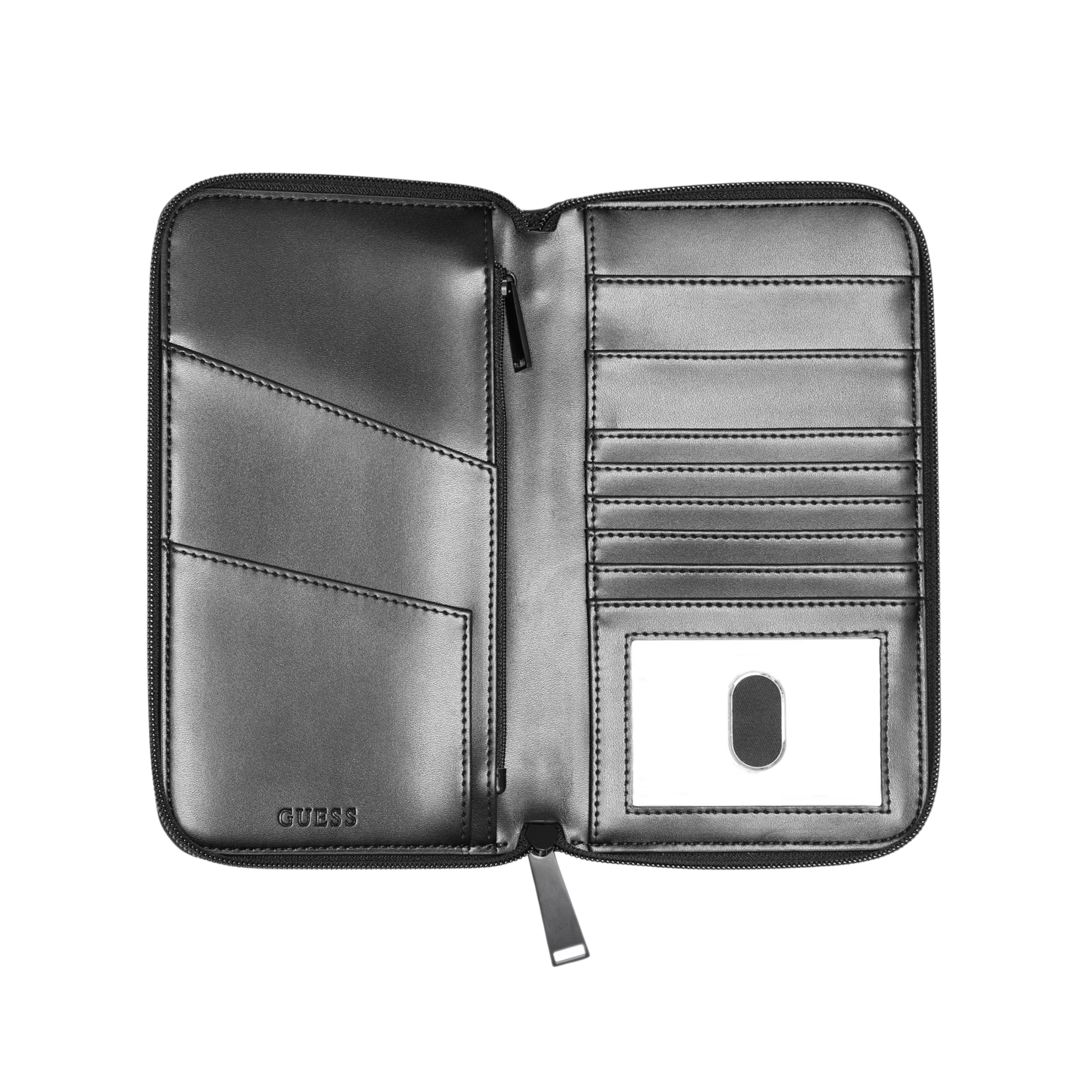 Guess Men Zip-Around Travel Wallet - Black
