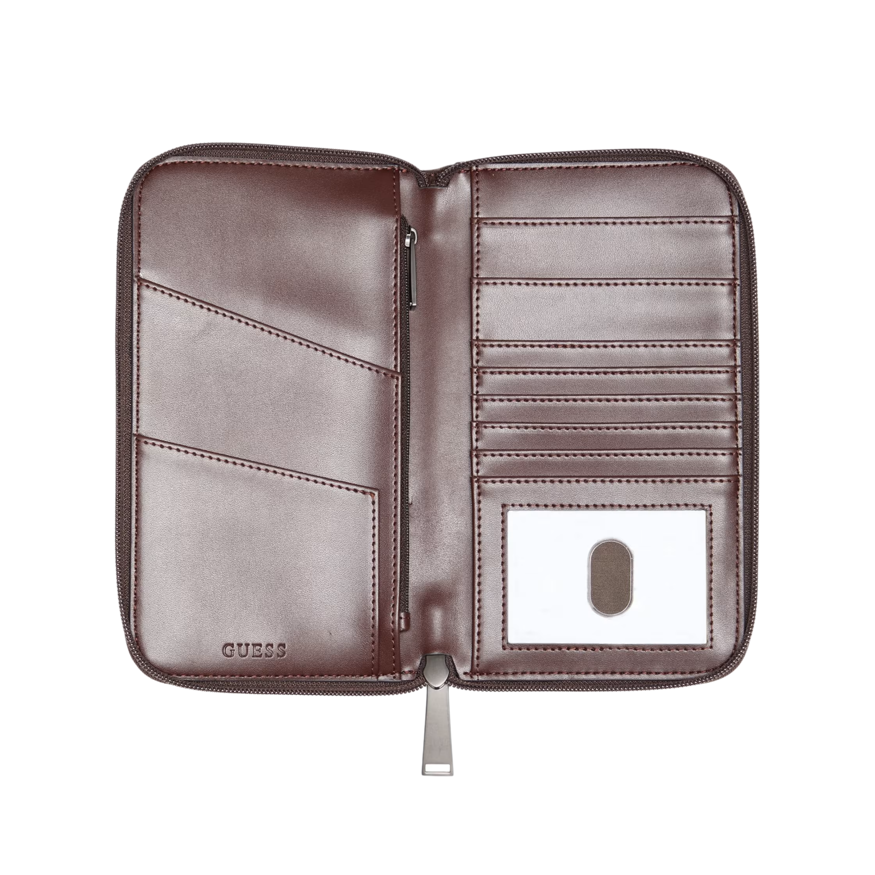 Guess Men Zip-Around Travel Wallet - Brown