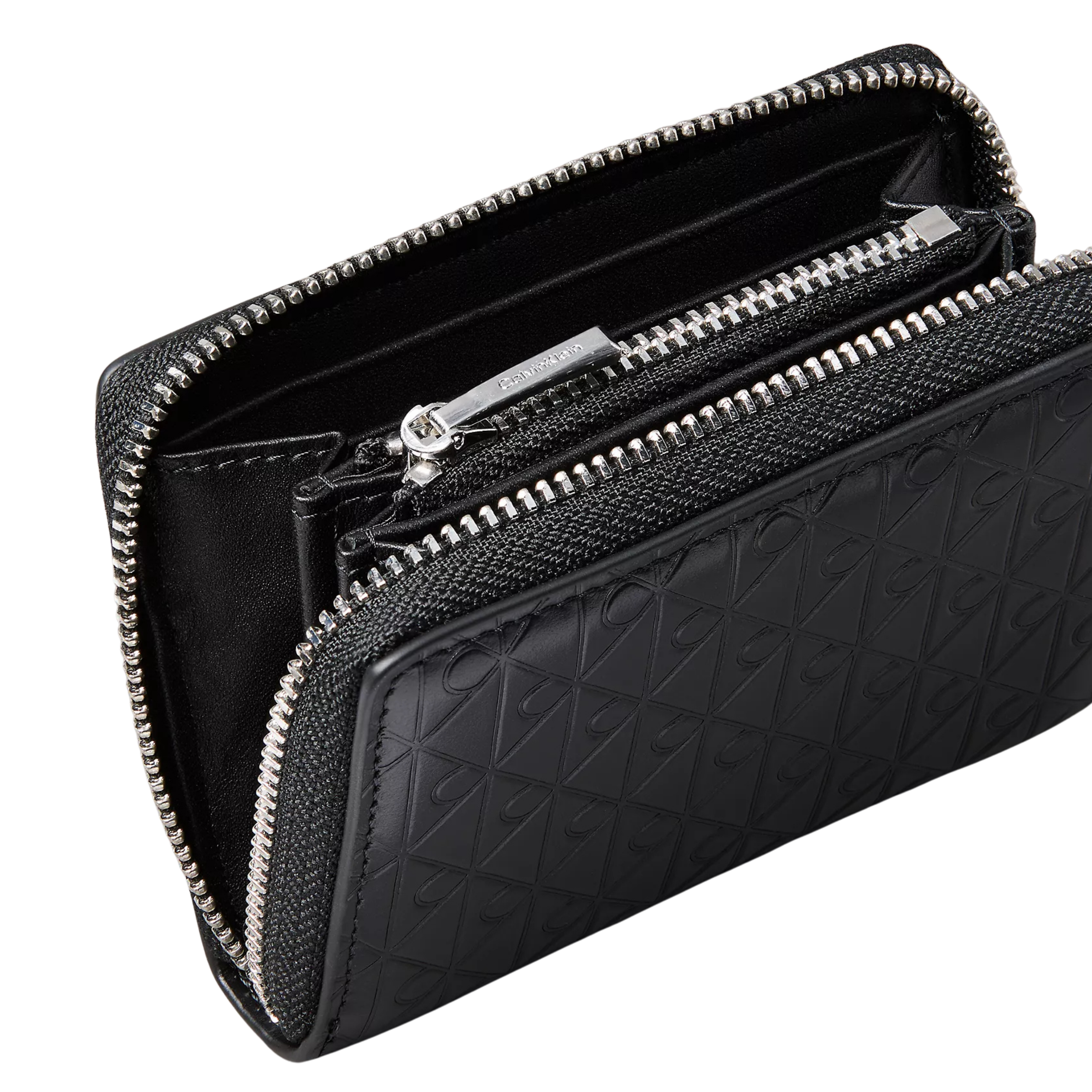 Calvin Klein Men Embossed Allover Monogram Zip Coin Pouch - Black
