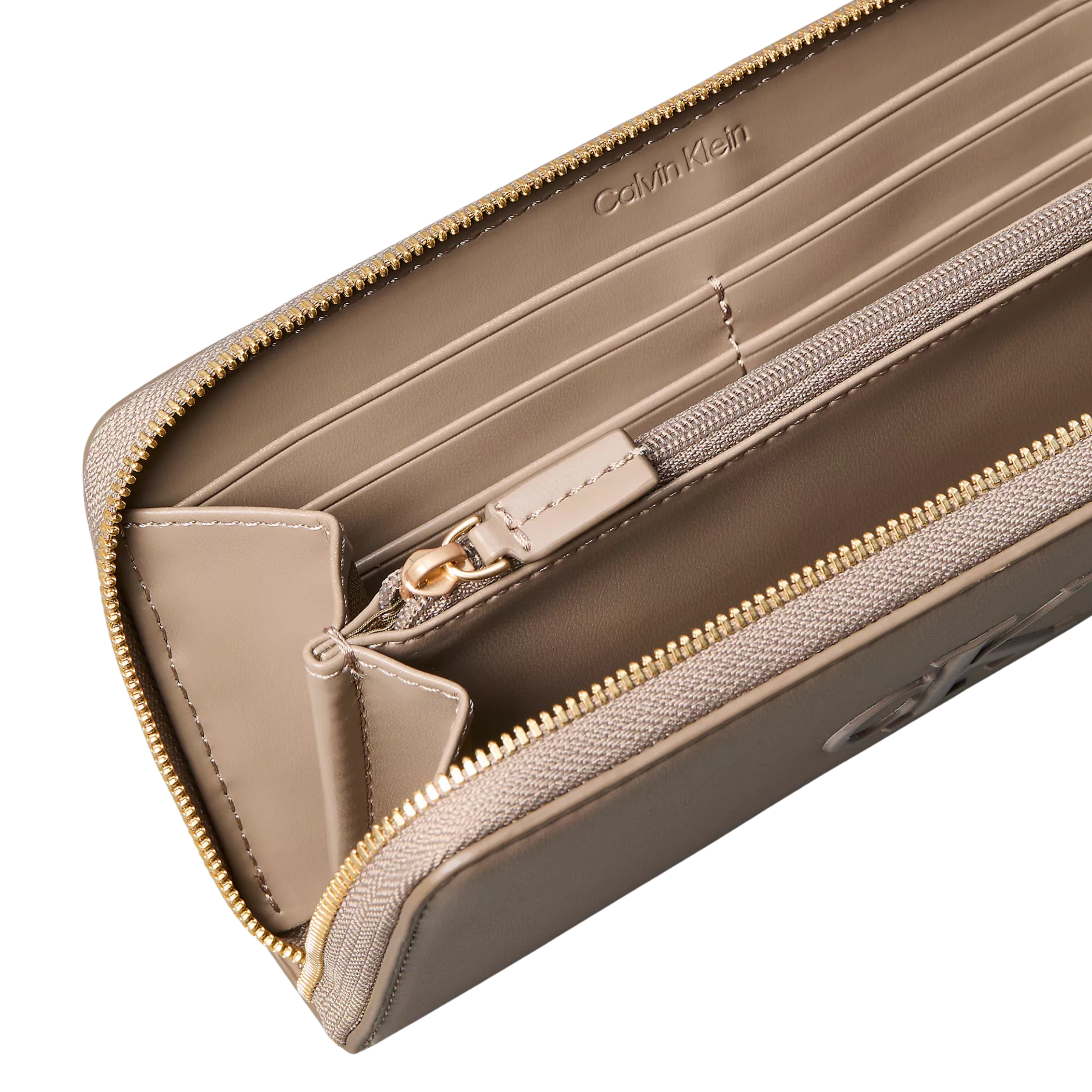 Calvin Klein Women Bold Monogram Long Zip Wallet - Desert Taupe