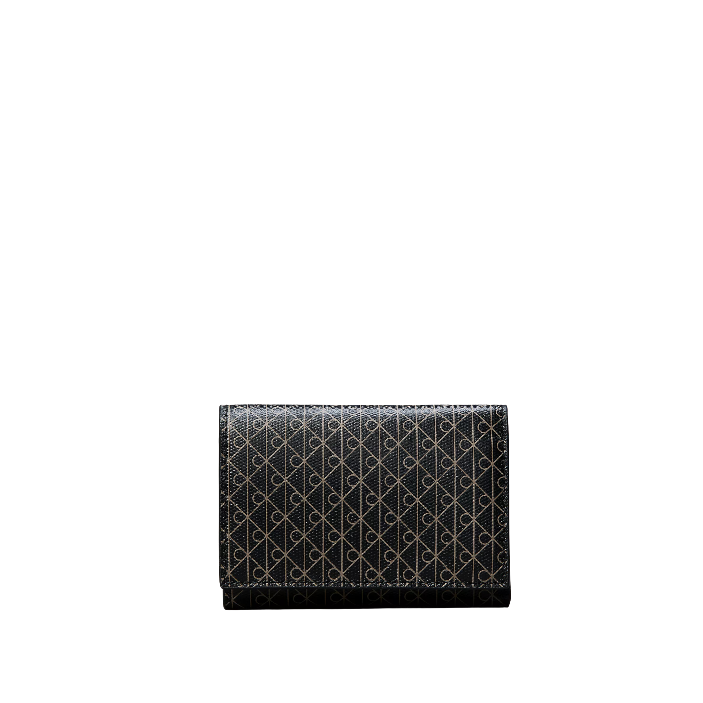 Calvin Klein Women Allover Emblem Logo Trifold Wallet - Black Aop