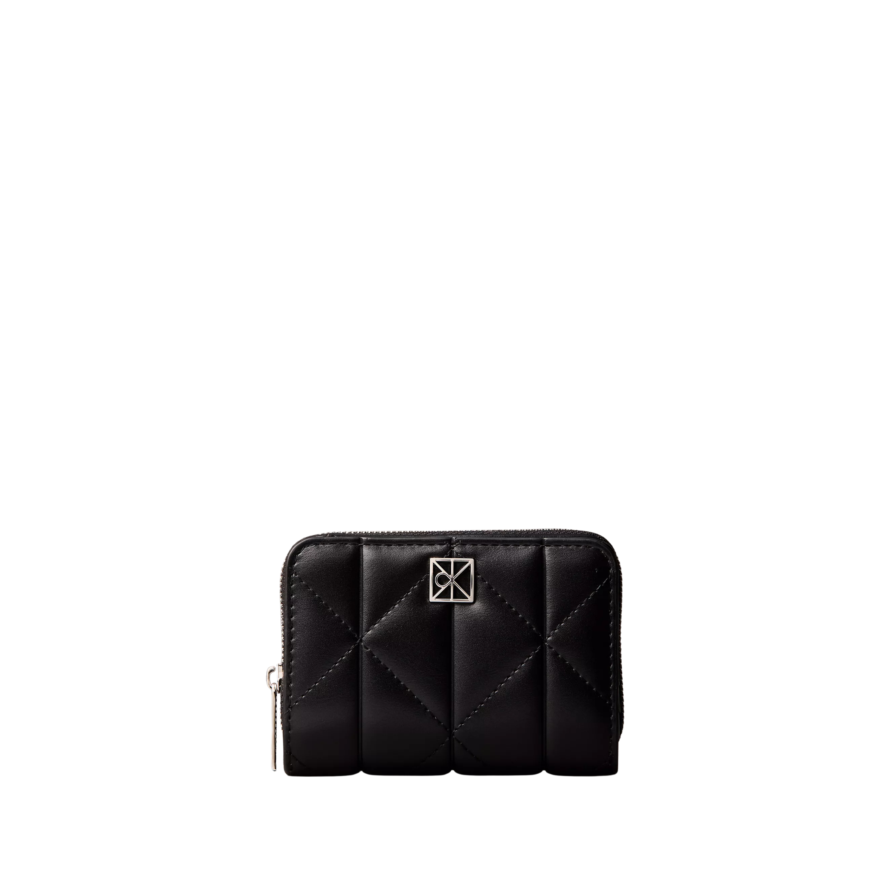 Calvin Klein Women Quilted Emblem Logo Zip Flap Wallet - Black