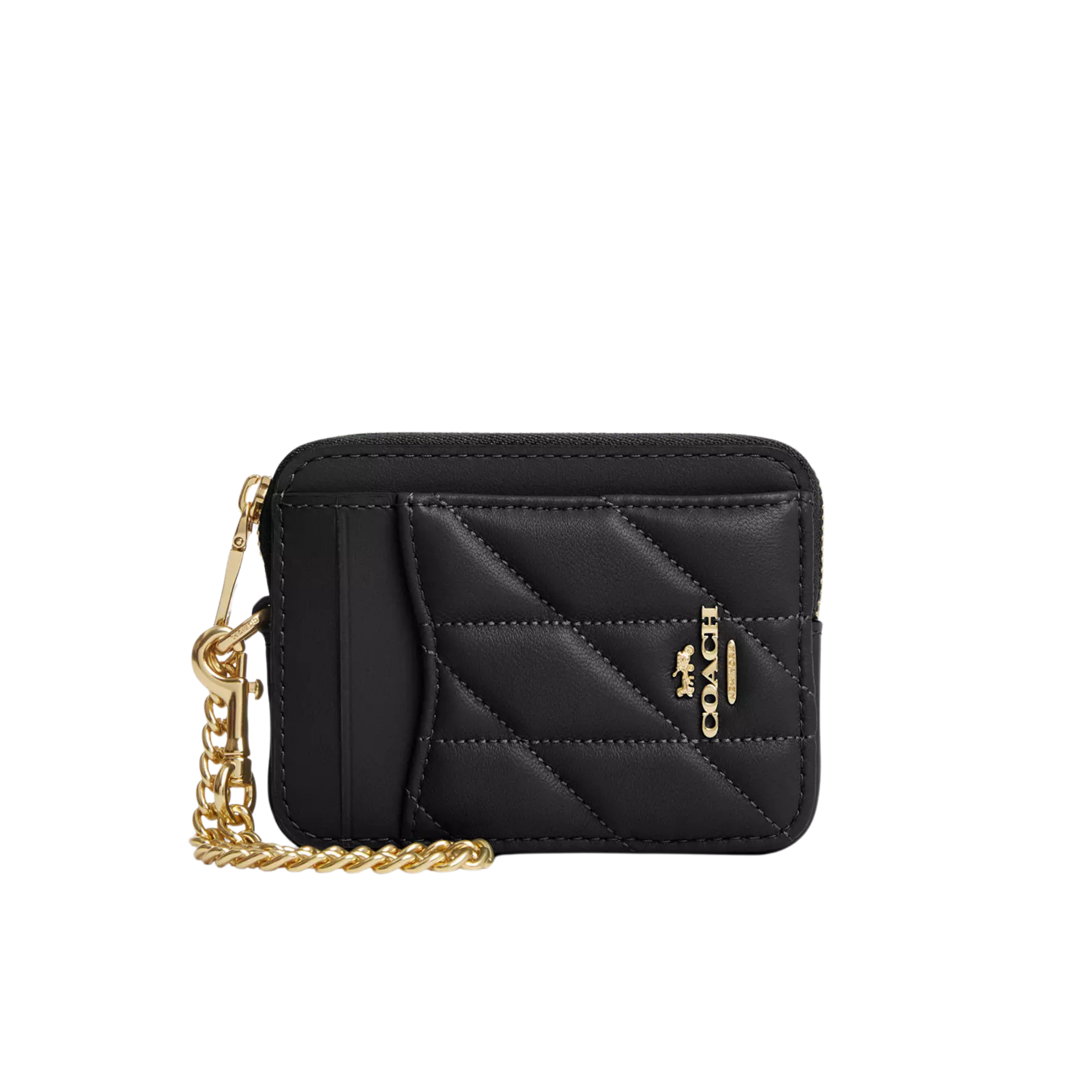 COACH Women Zip Card Case - Gold Black