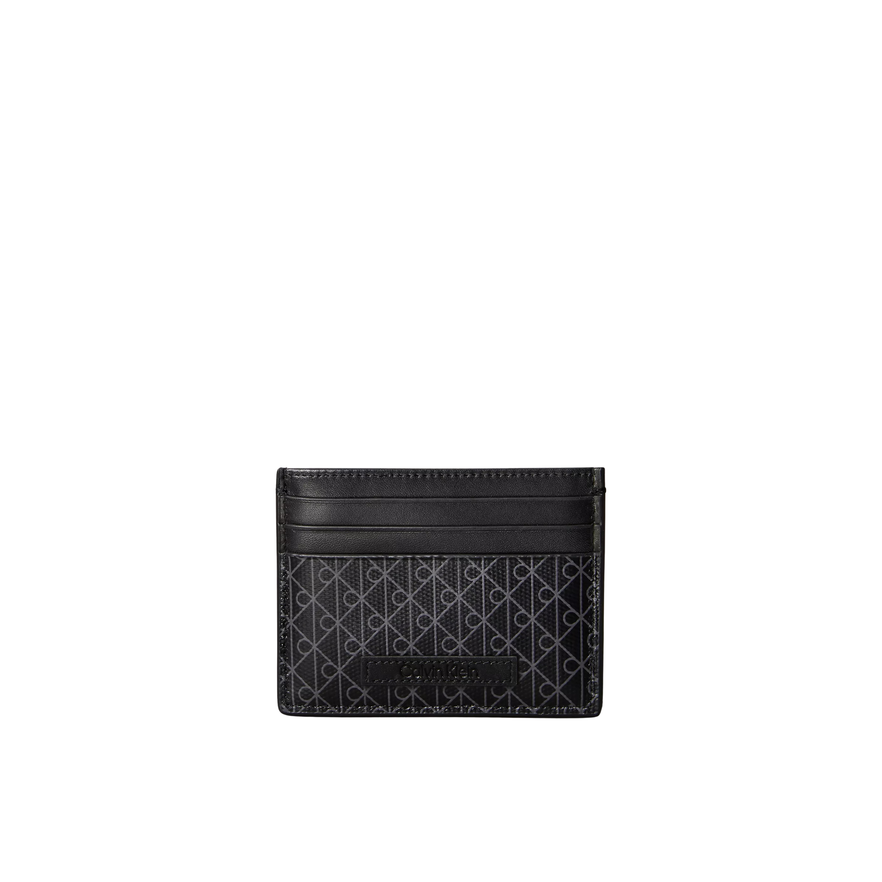 Calvin Klein Men Allover Emblem Logo Card Case - Black
