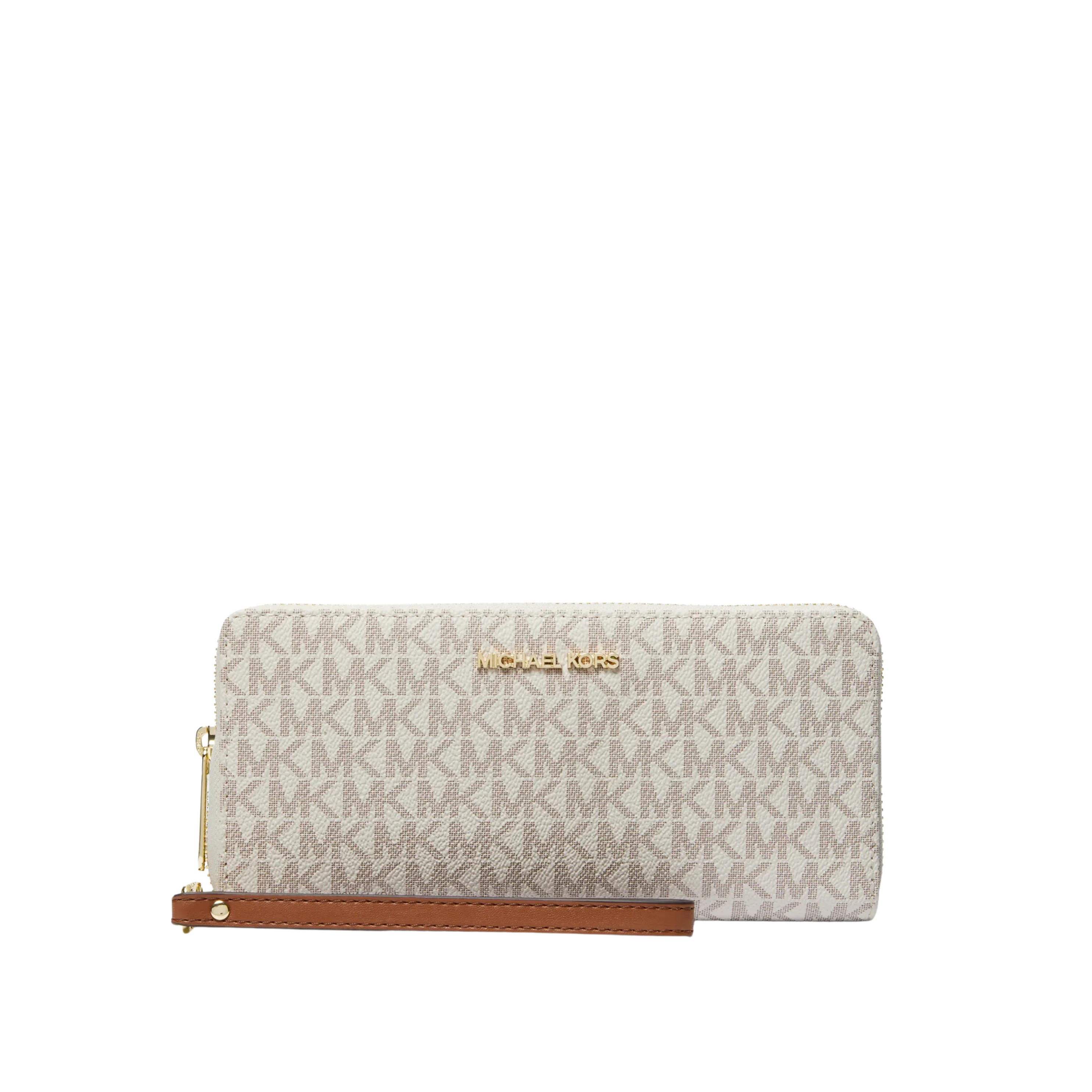Michael Kors Women Jet Set Travel Large Logo Continental Wristlet - Vanilla