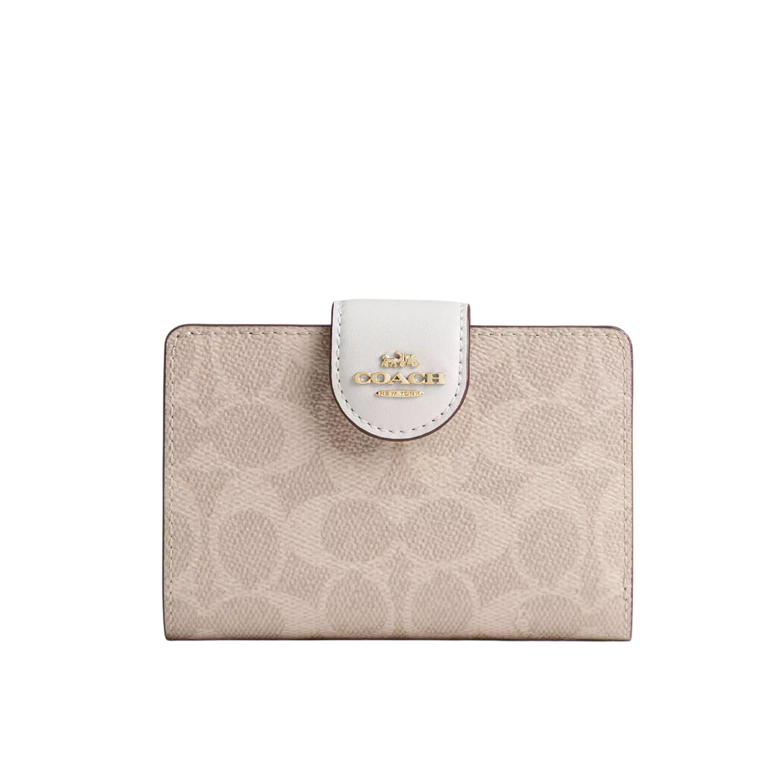 COACH Women Medium Corner Zip Wallet - Gold Sand Chalk