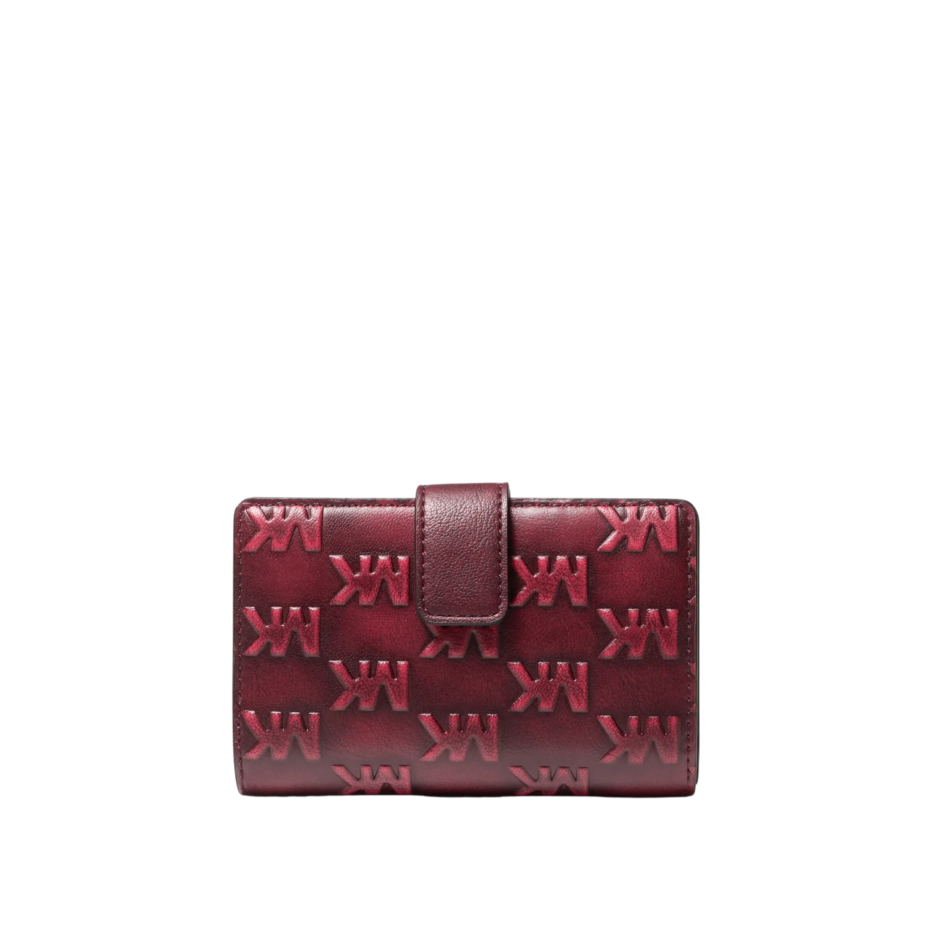 Michael Kors Women Jet Set Travel Medium Logo Embossed Wallet - Maroon