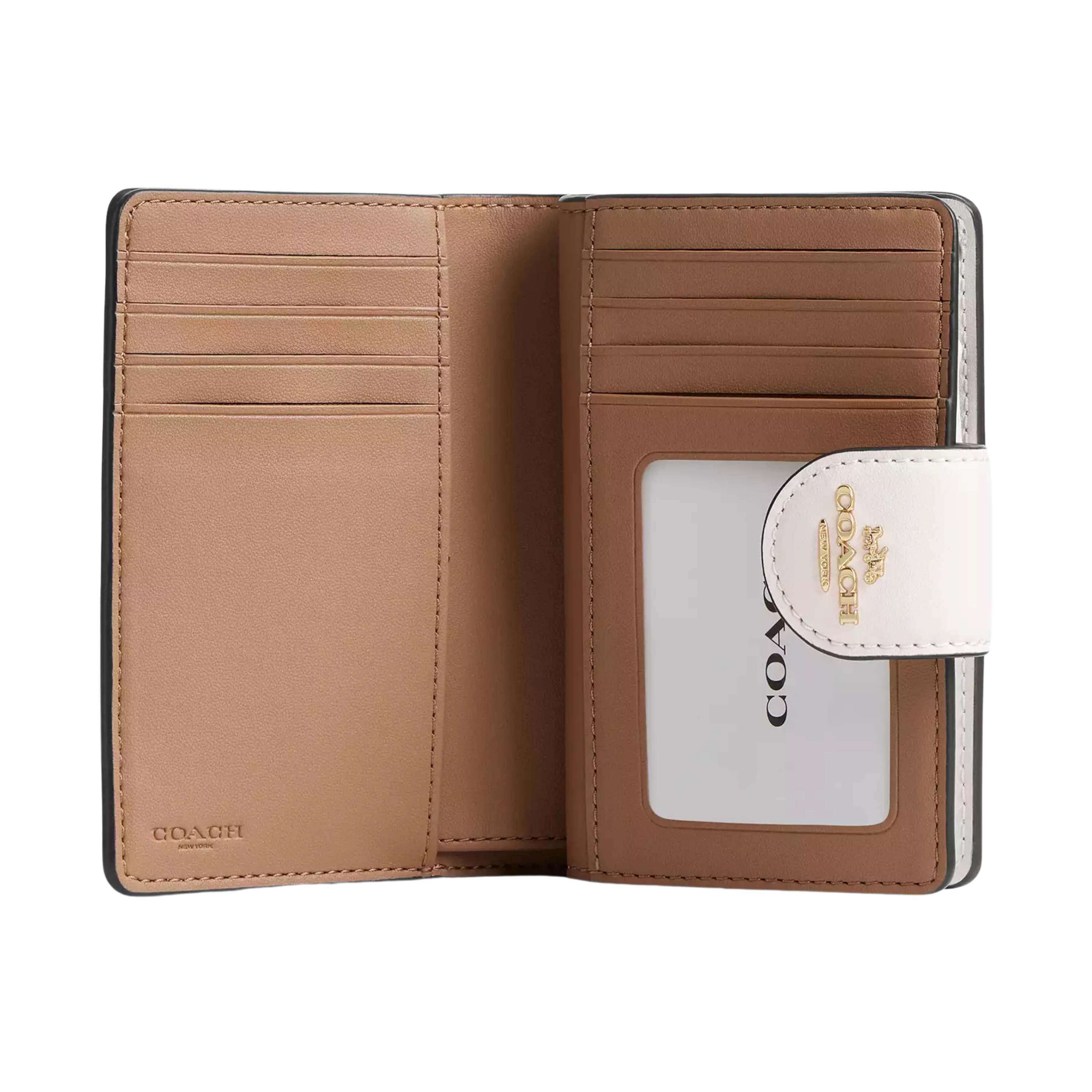 COACH Women Medium Corner Zip Wallet - Gold Sand Chalk