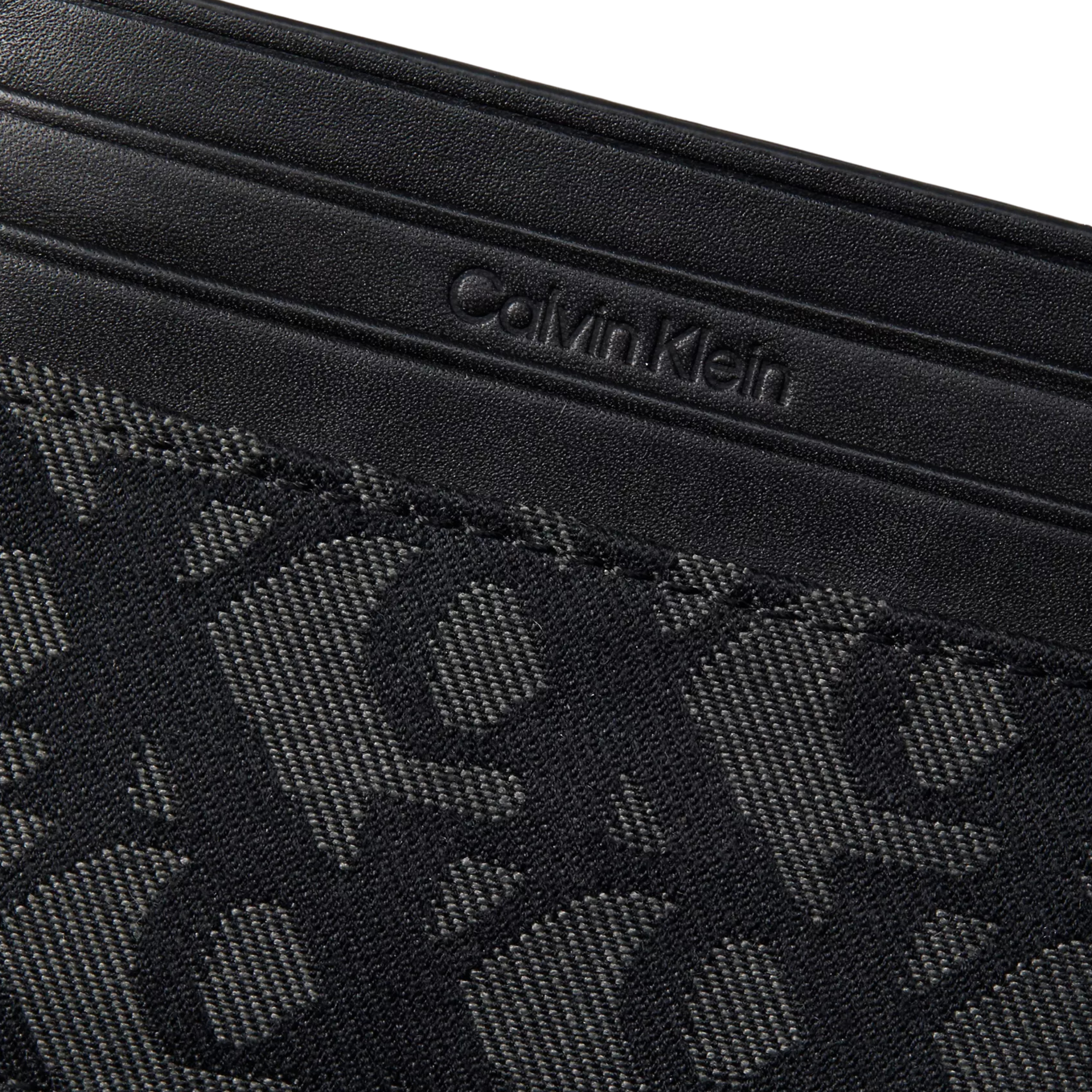 Calvin Klein Men Allover Monogram Card Case - Black Aop