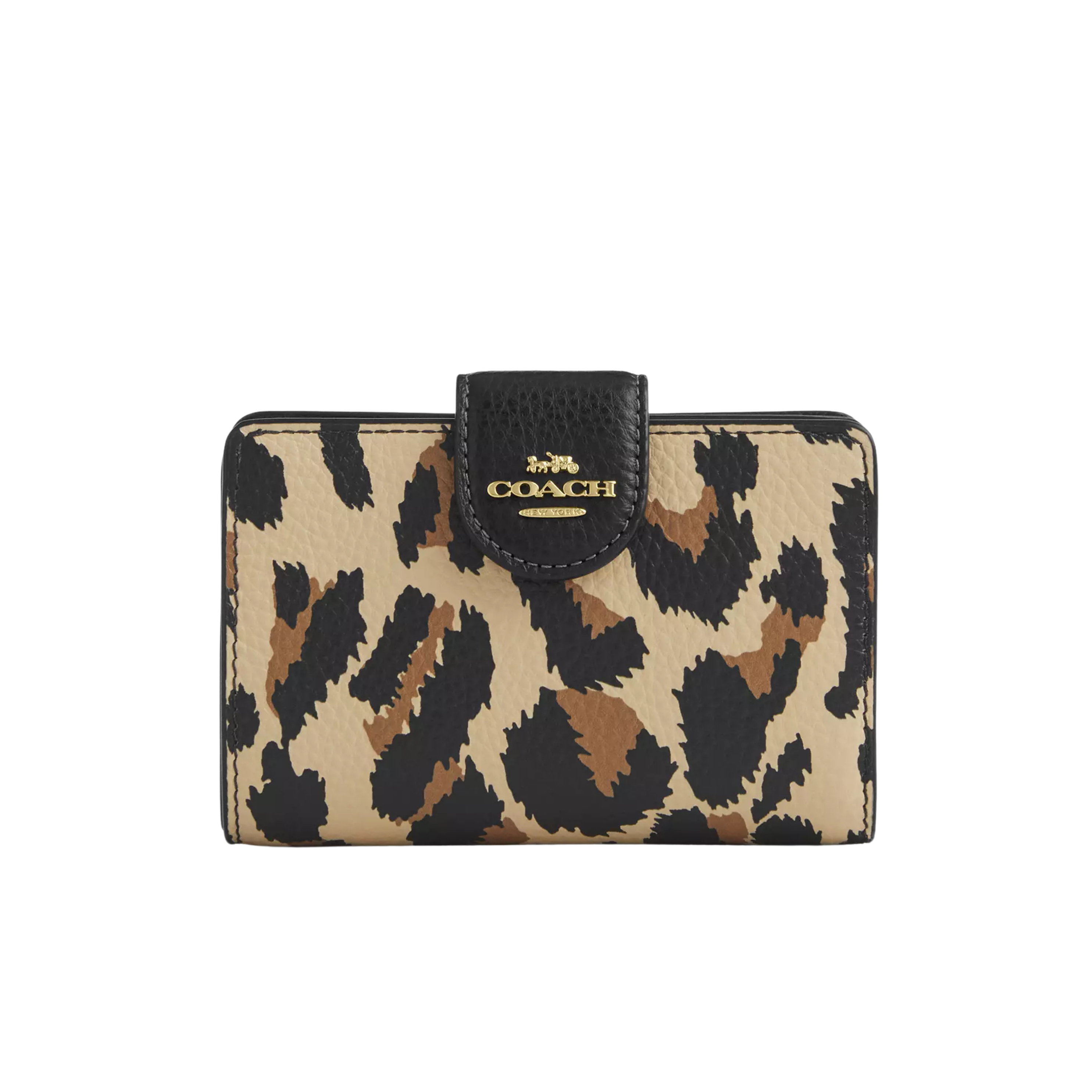 COACH Women Medium Corner Zip Wallet - Gold Leopard