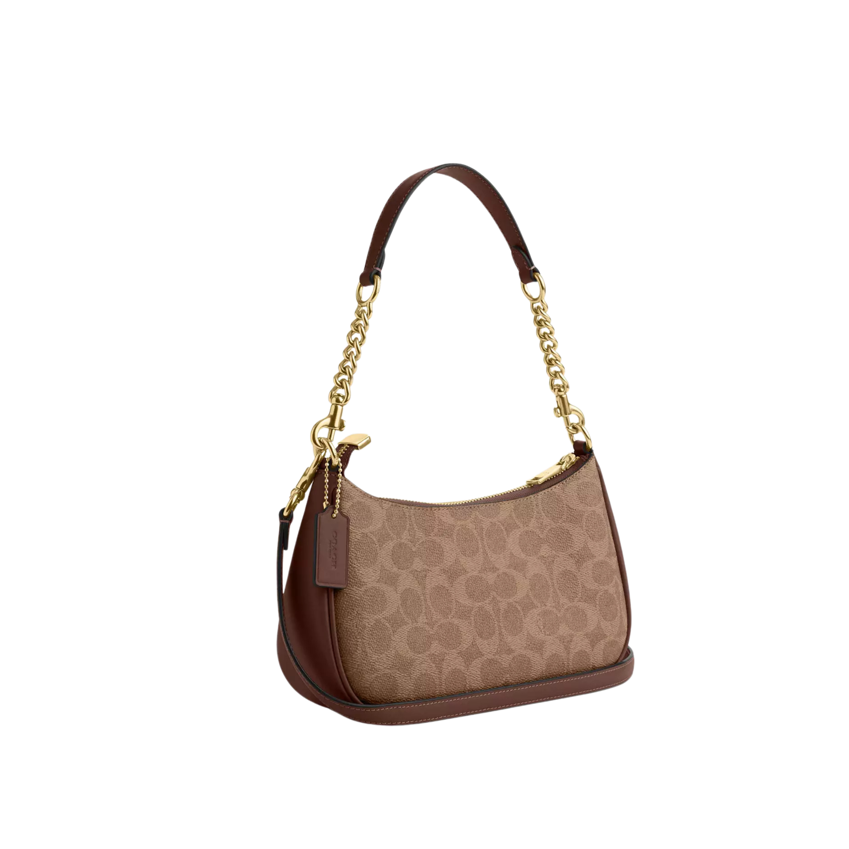 COACH Women Teri Shoulder Bag - Gold Tan Brown