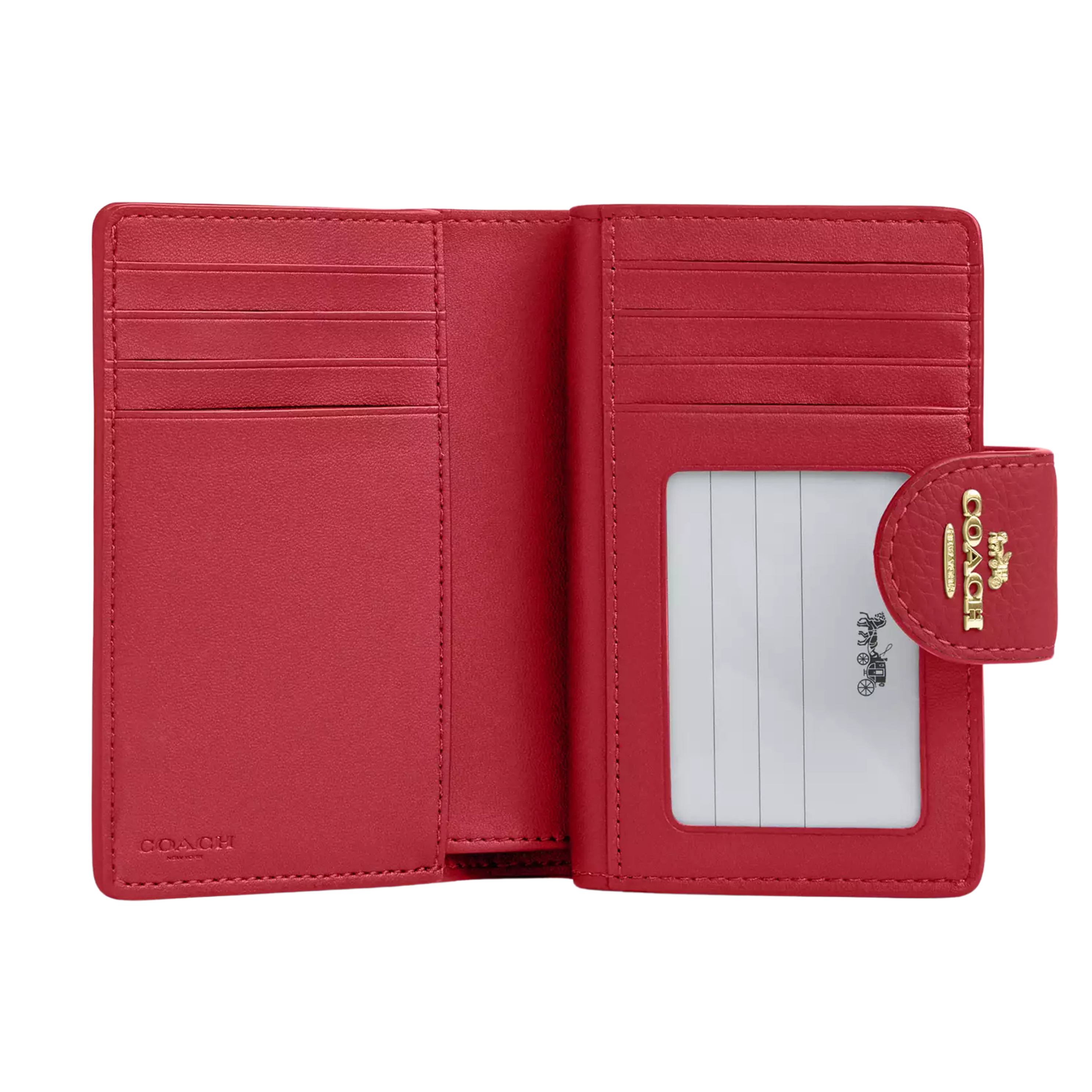 COACH Women Medium Corner Zip Wallet - Gold True Red