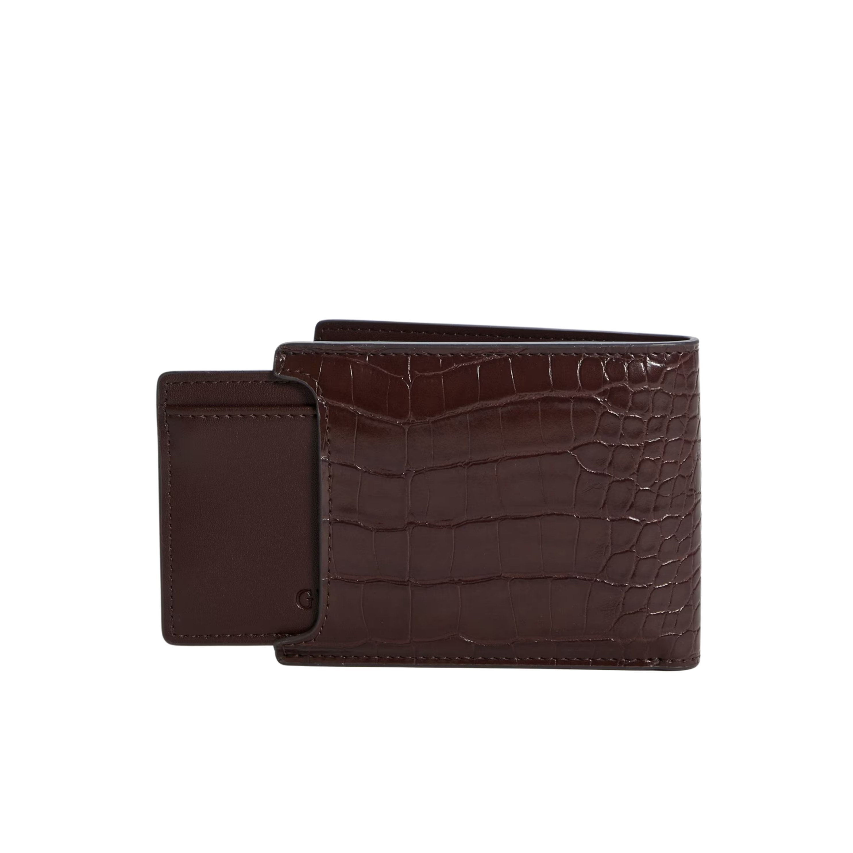 Guess Men Croc-Embossed Bifold Wallet - Brown