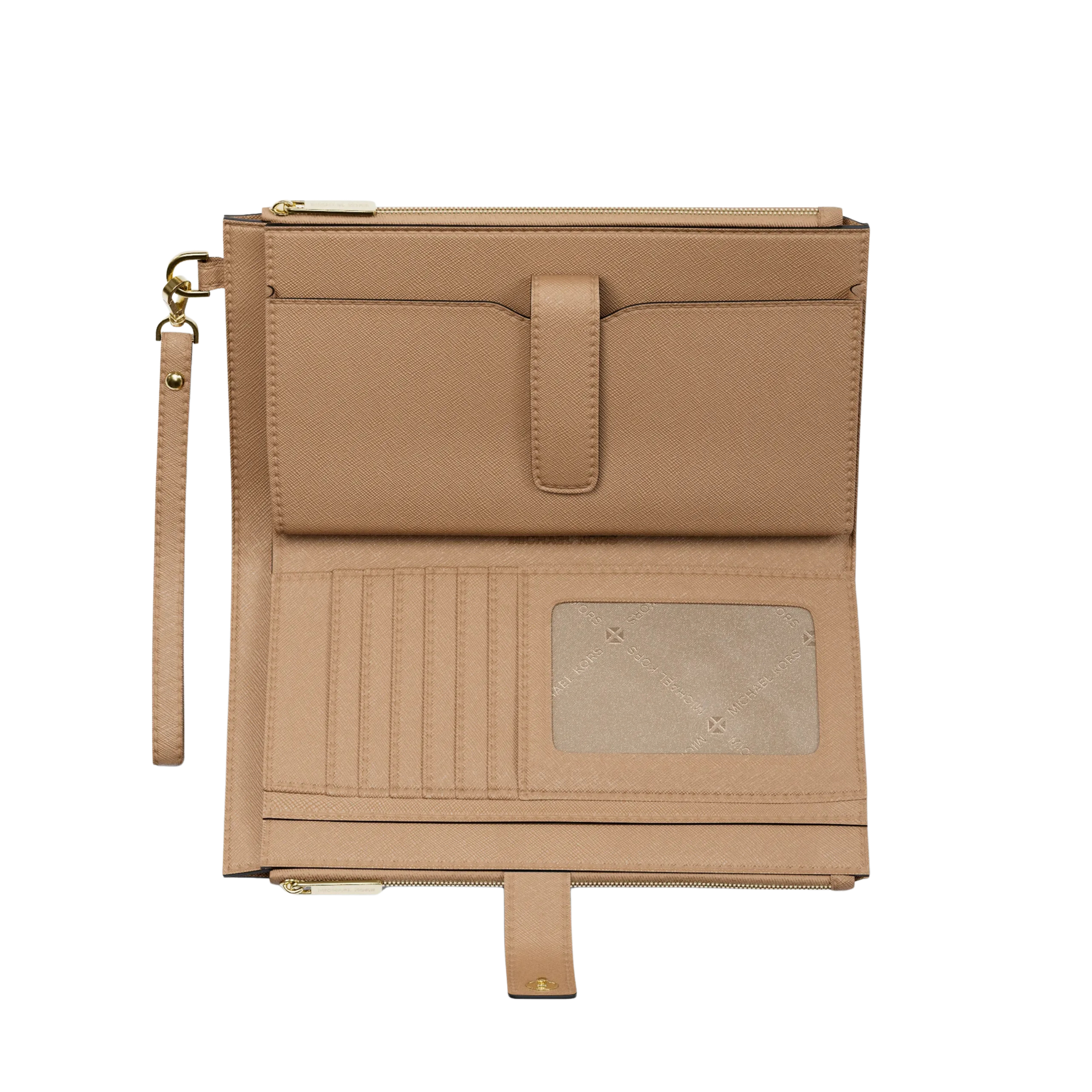 Michael Kors Women Jet Set Large Leather Smartphone Wristlet Wallet - Camel