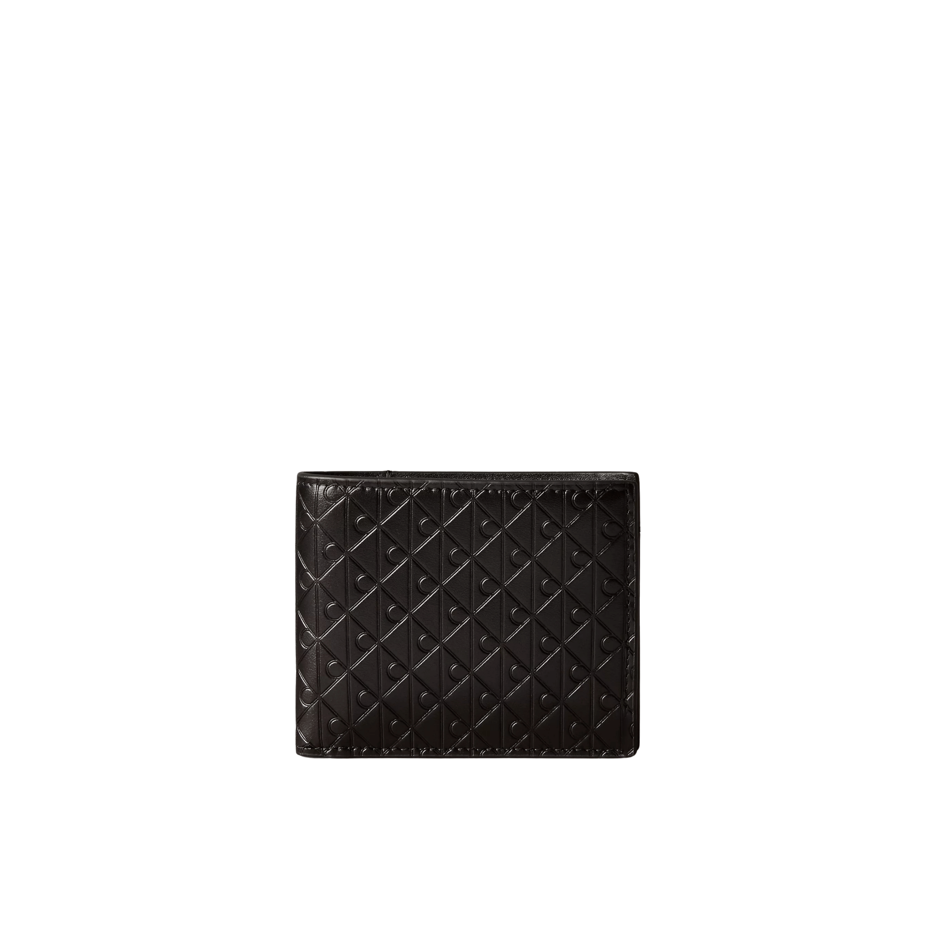 Calvin Klein Men Embossed Allover Monogram Bifold Wallet with Coin Pouch - Black