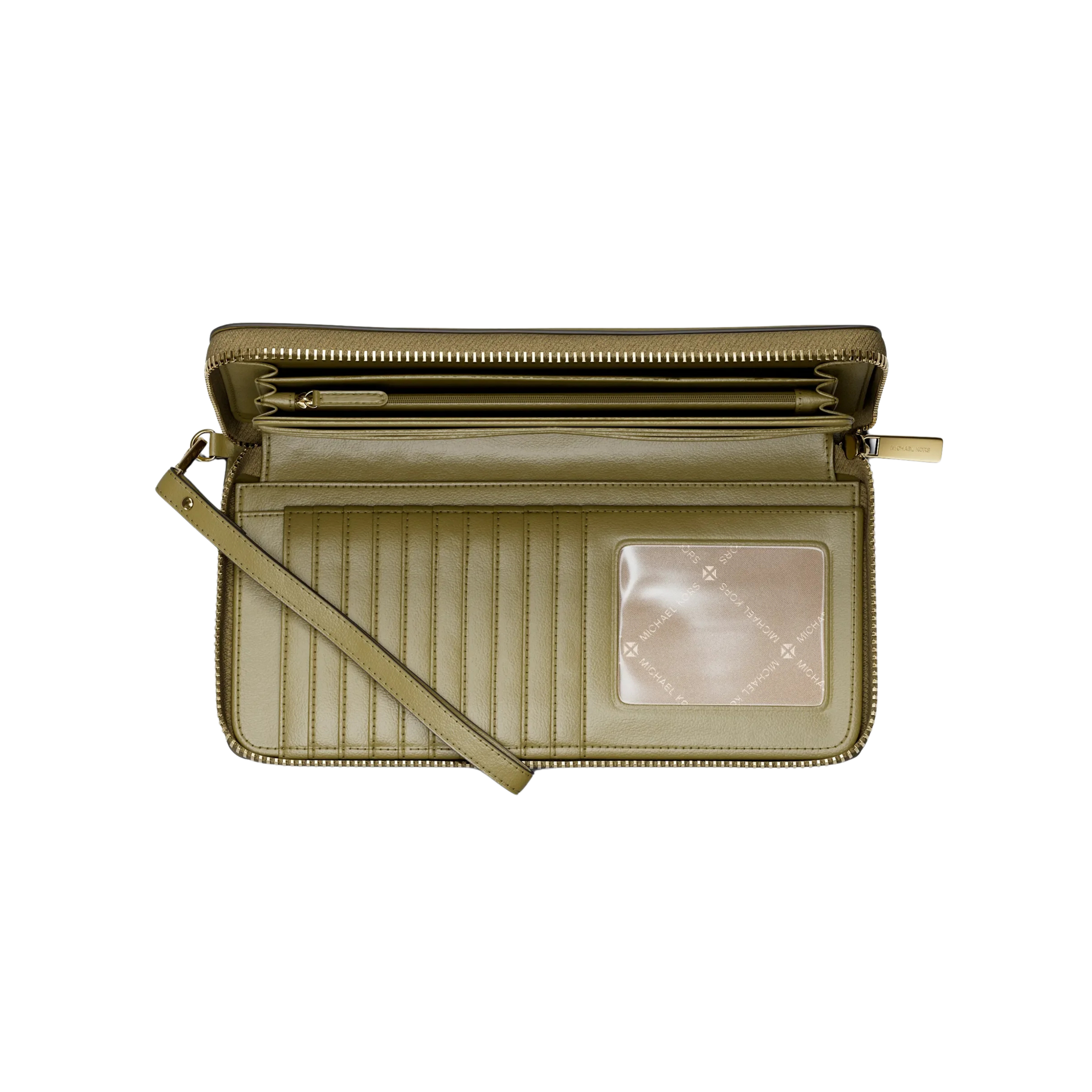Michael Kors Women Jet Set Travel Large Pebbled Leather Wristlet - Oregano