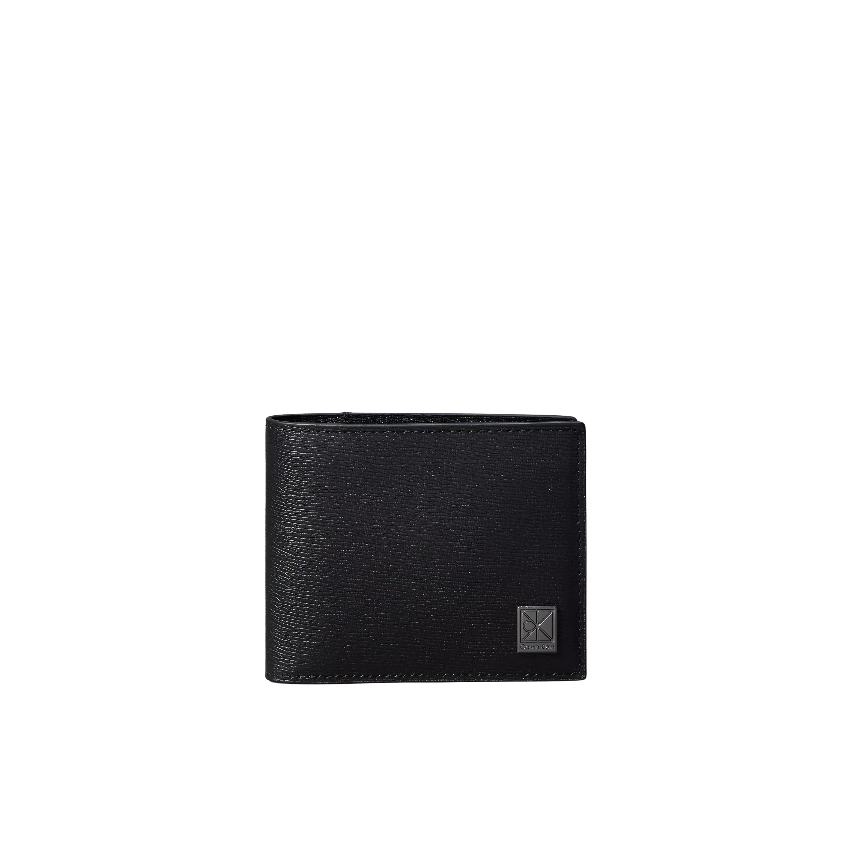 Calvin Klein Men Emblem Logo Bifold Wallet with Coin Pouch - Black