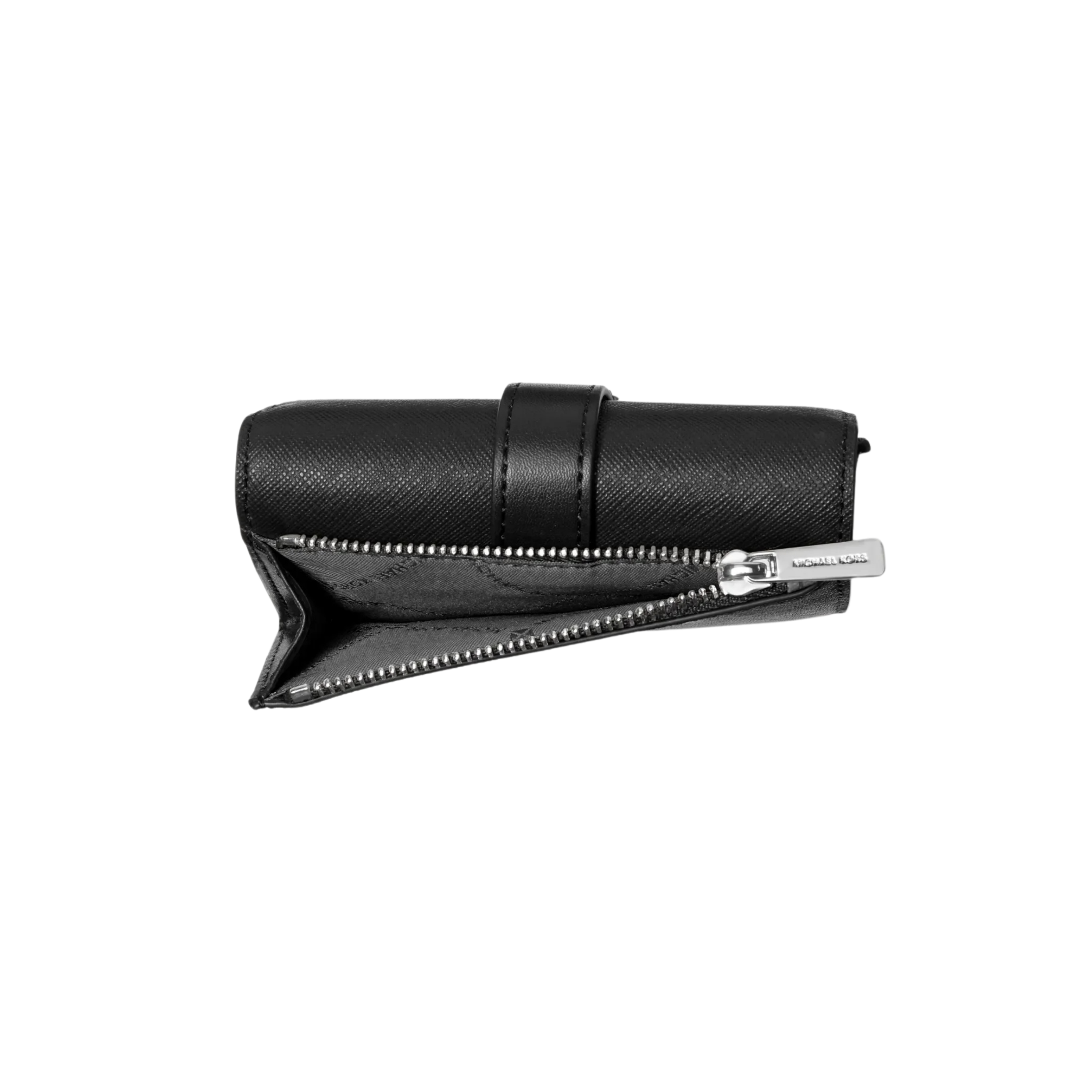 Michael Kors Women Greenwich Medium Leather Trifold Wallet - Black Silver