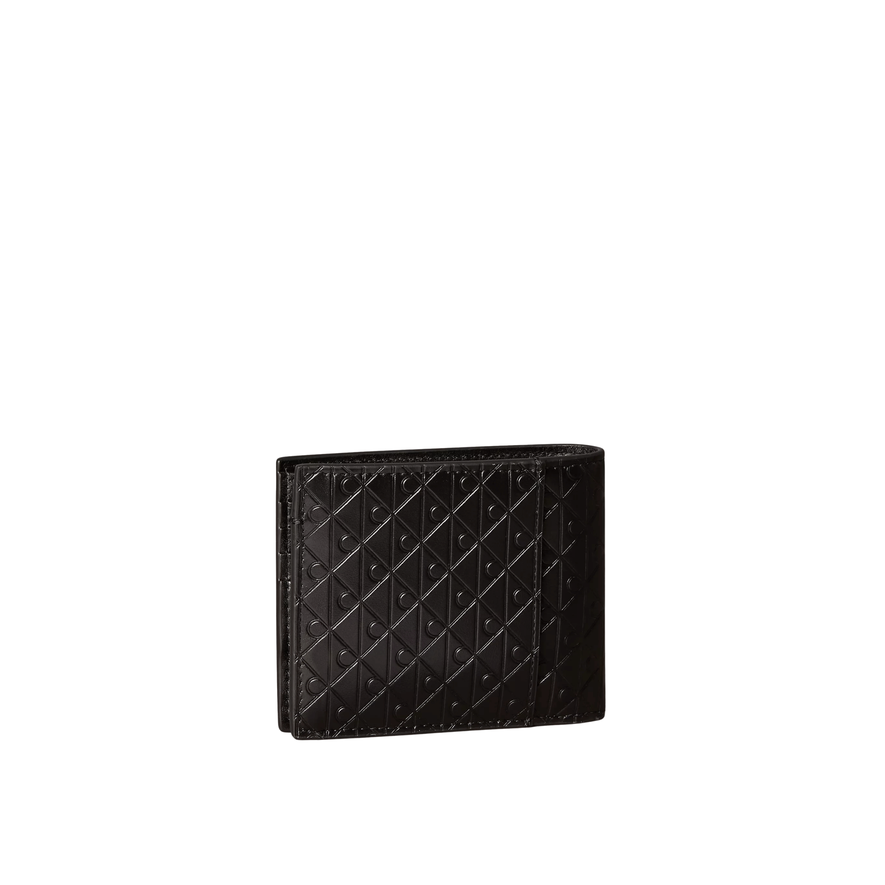 Calvin Klein Men Embossed Allover Monogram Bifold Wallet with Coin Pouch - Black
