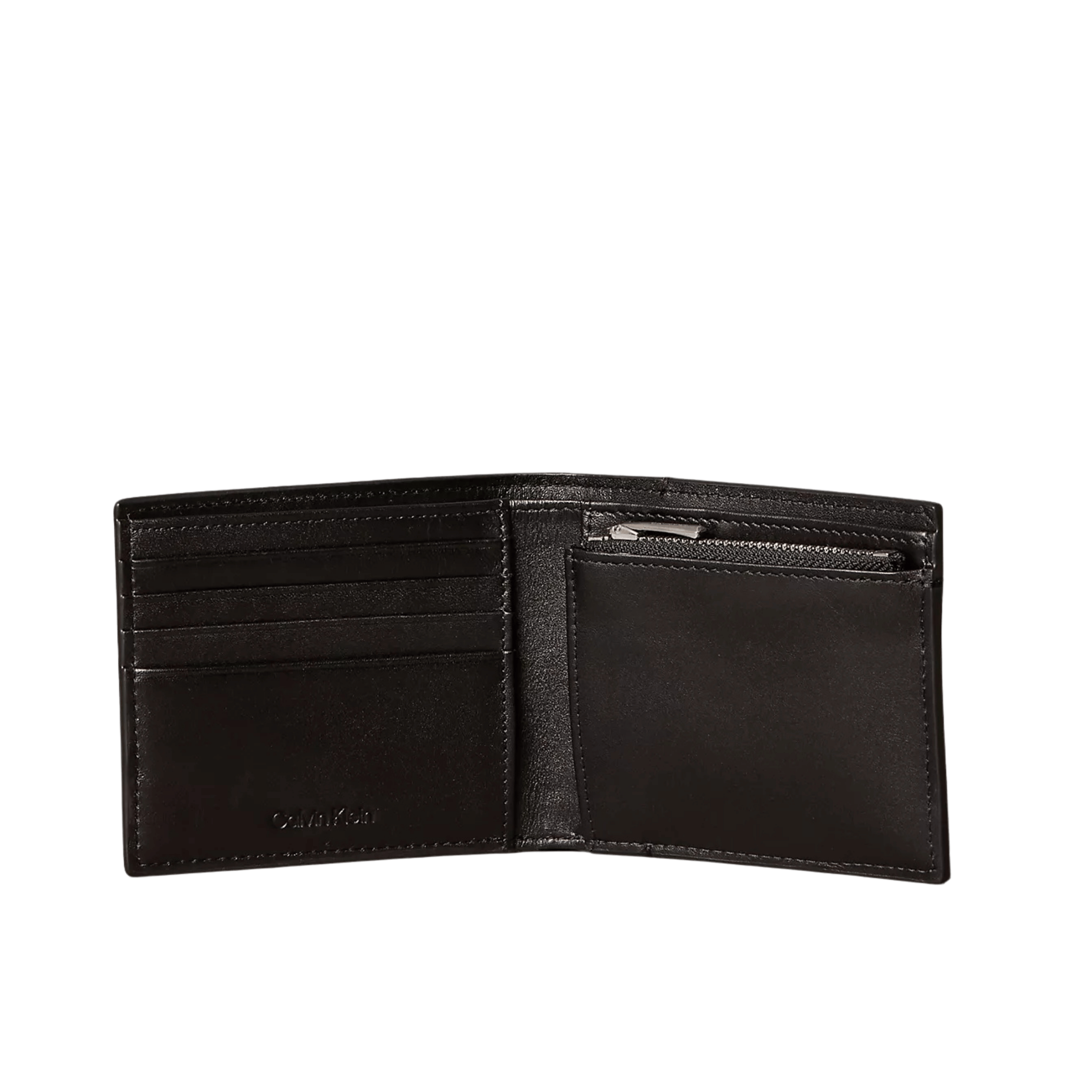 Calvin Klein Men Embossed Allover Monogram Bifold Wallet with Coin Pouch - Black