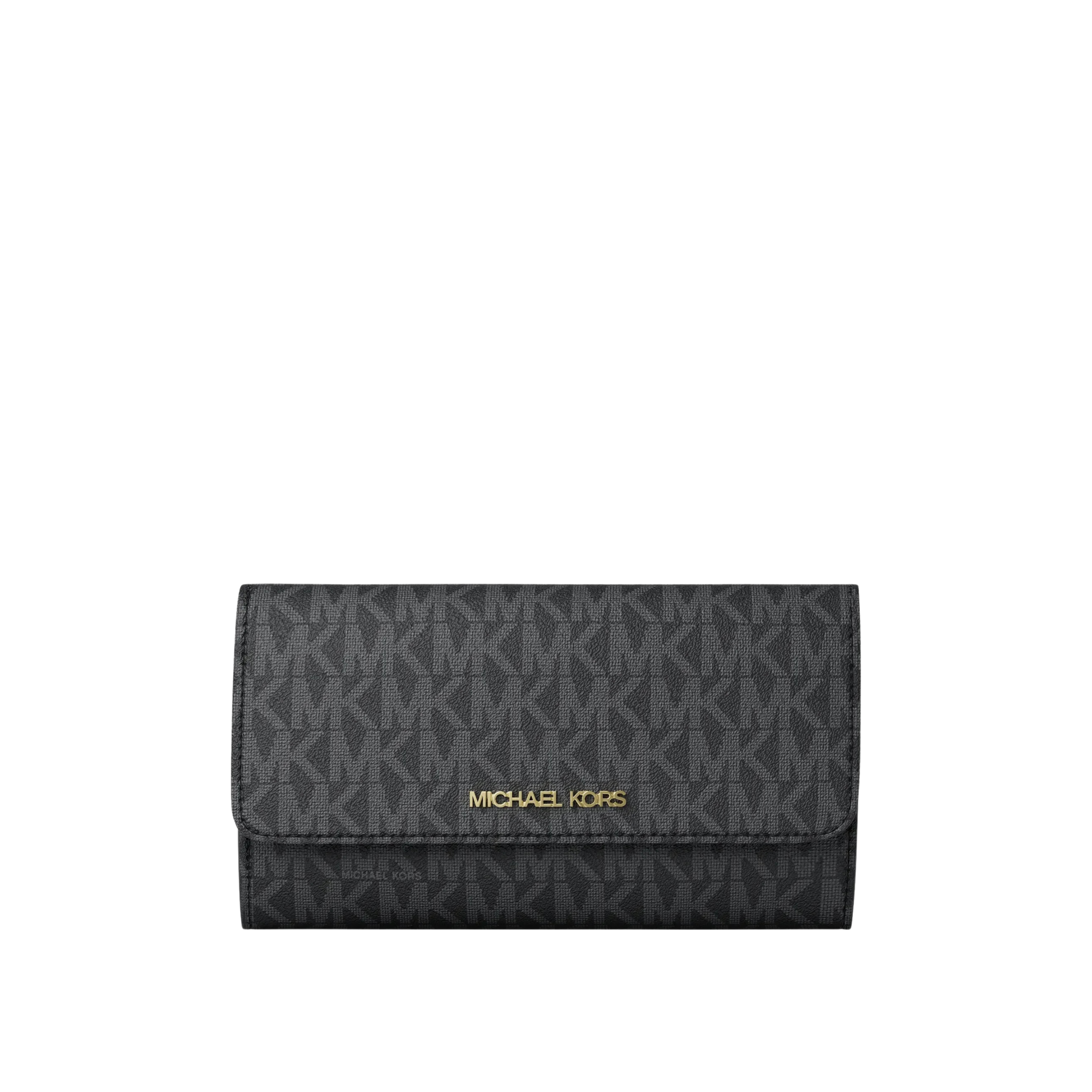 Michael Kors Women Jet Set Large Logo Trifold Wallet - Black