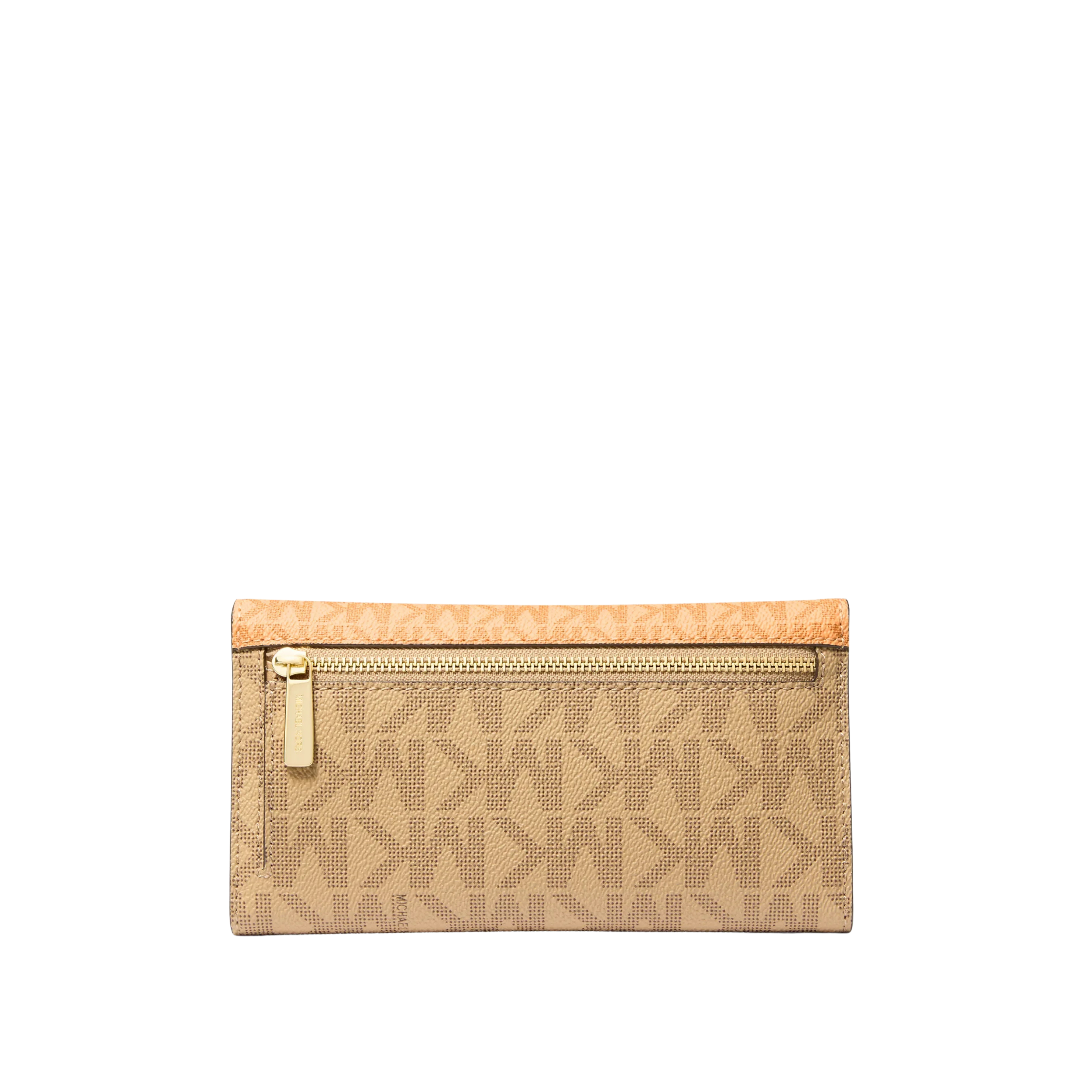Michael Kors Women Jet Set Large Signature Logo Tri Fold Wallet - Honeywheat Multi