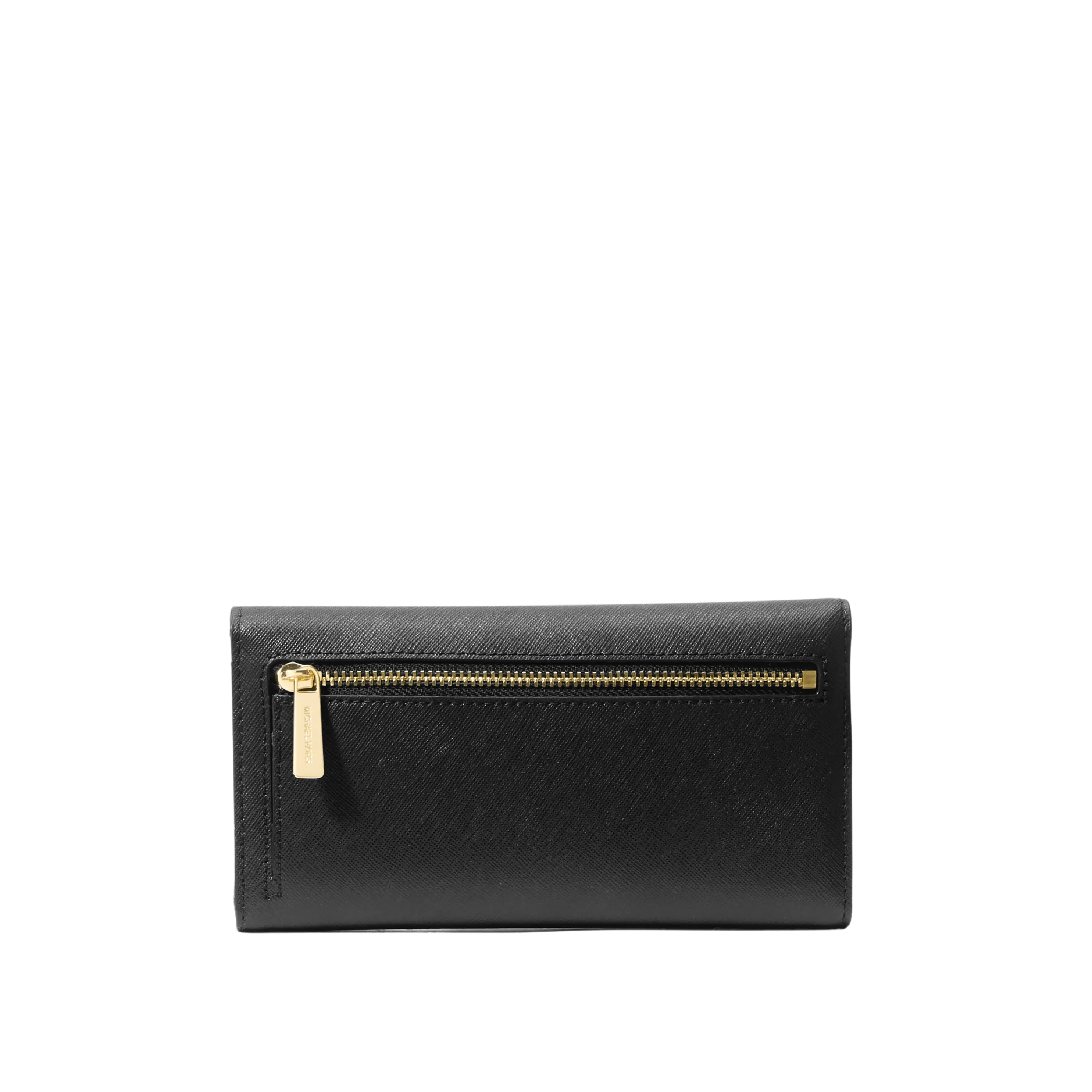 Michael Kors Women Jet Set Travel Crossgrain Leather Tri Fold Wallet - Black