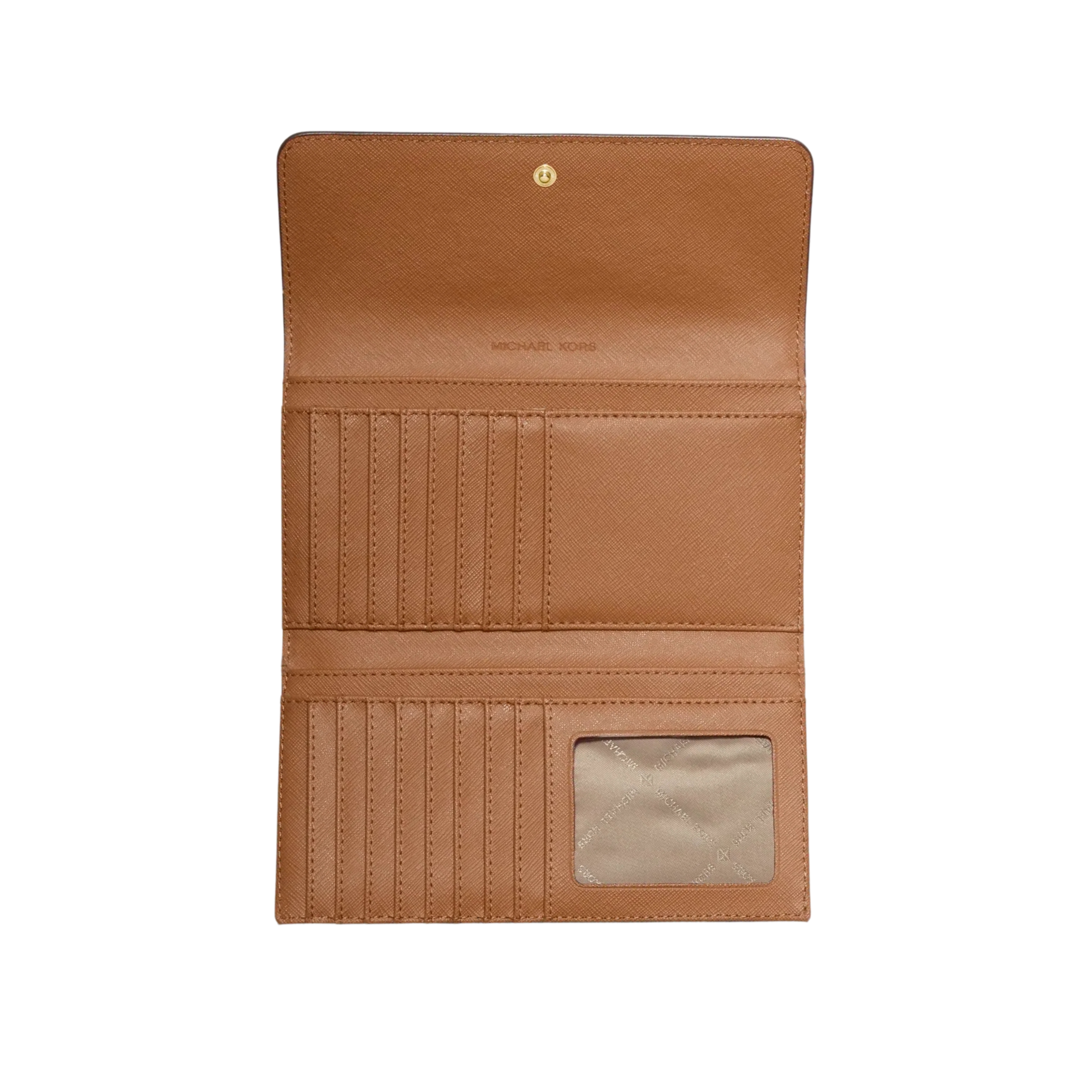 Michael Kors Women Jet Set Travel Crossgrain Leather Tri Fold Wallet - Luggage