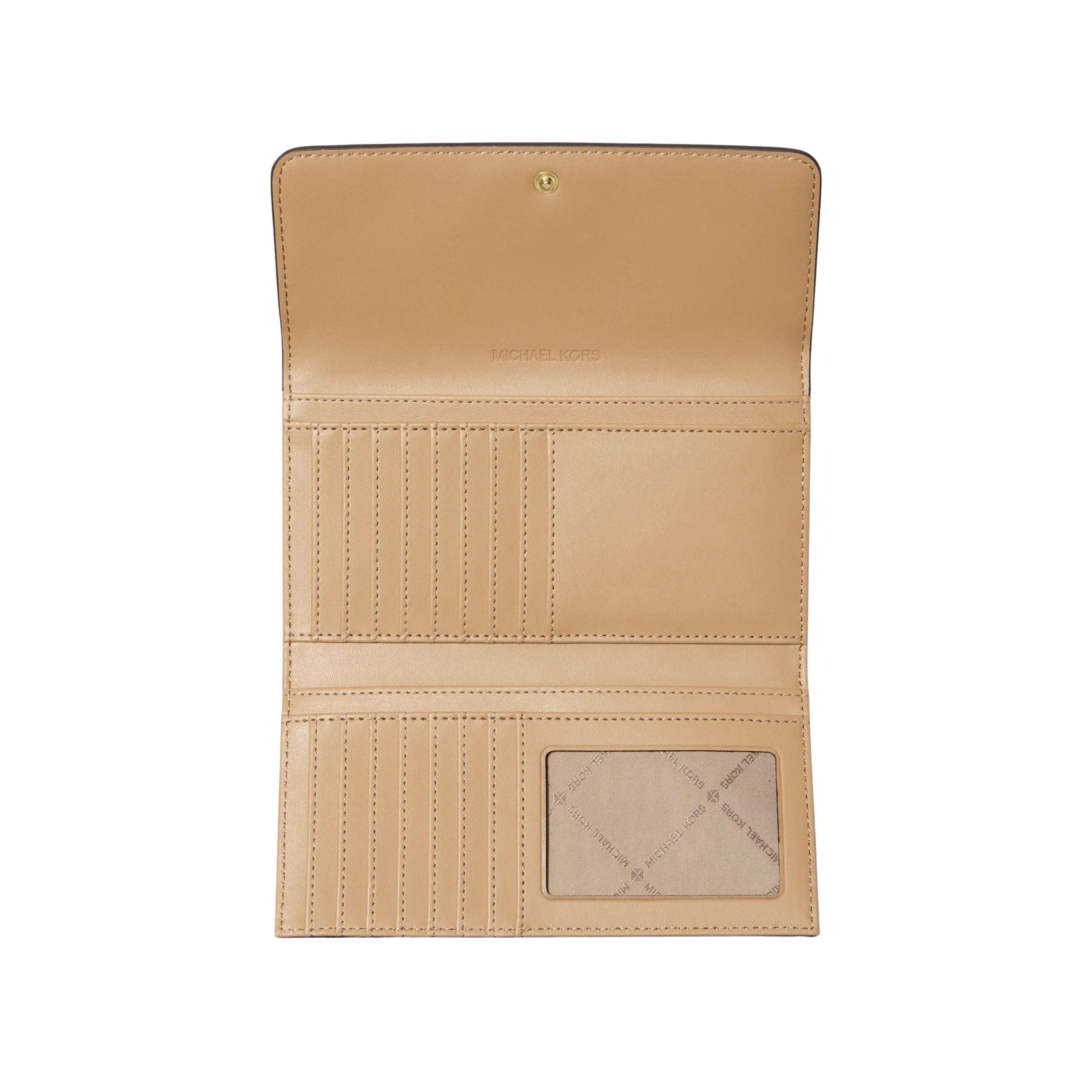 Michael Kors Women Jet Set Large Signature Logo Tri Fold Wallet - Honeywheat Multi
