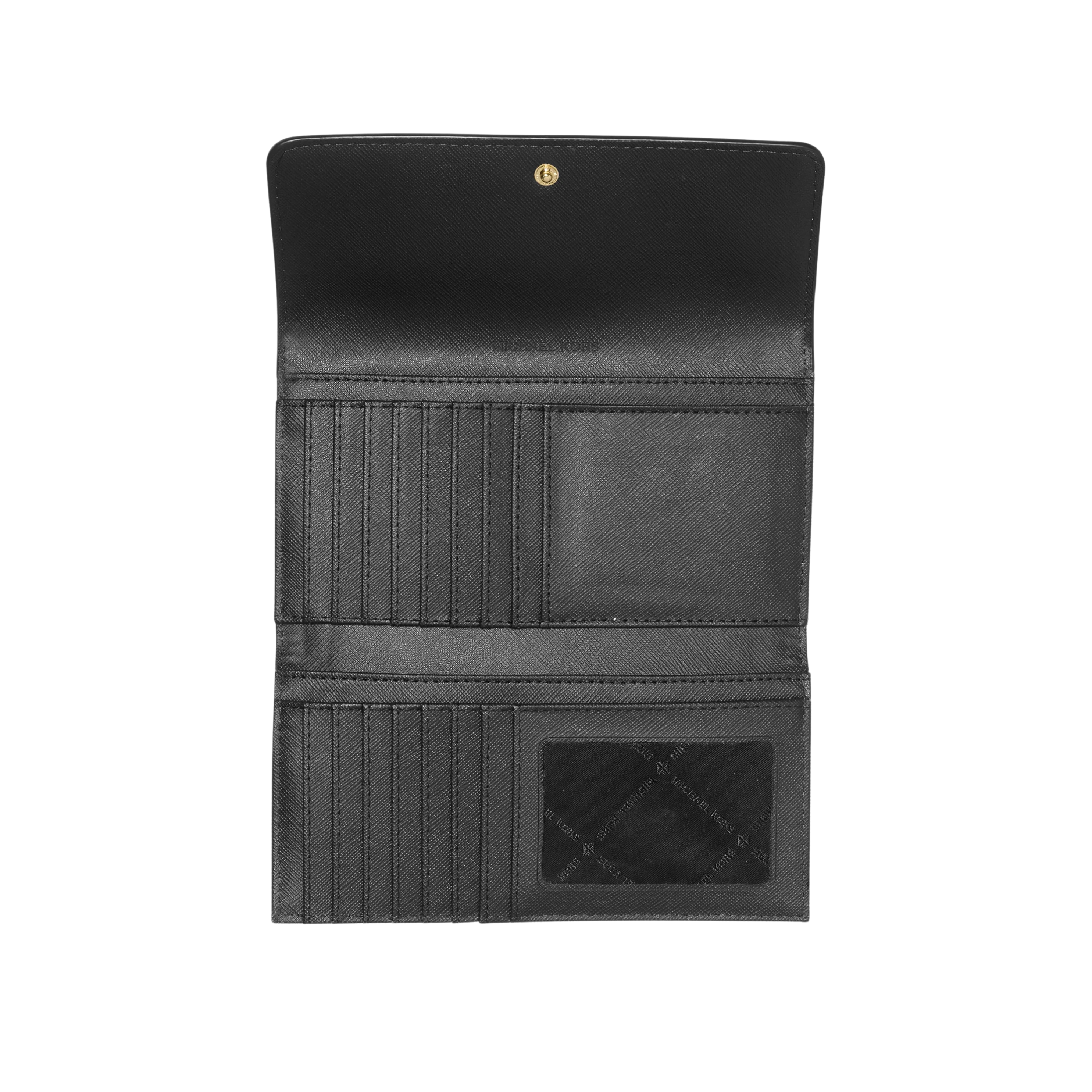 Michael Kors Women Jet Set Travel Crossgrain Leather Tri Fold Wallet - Black