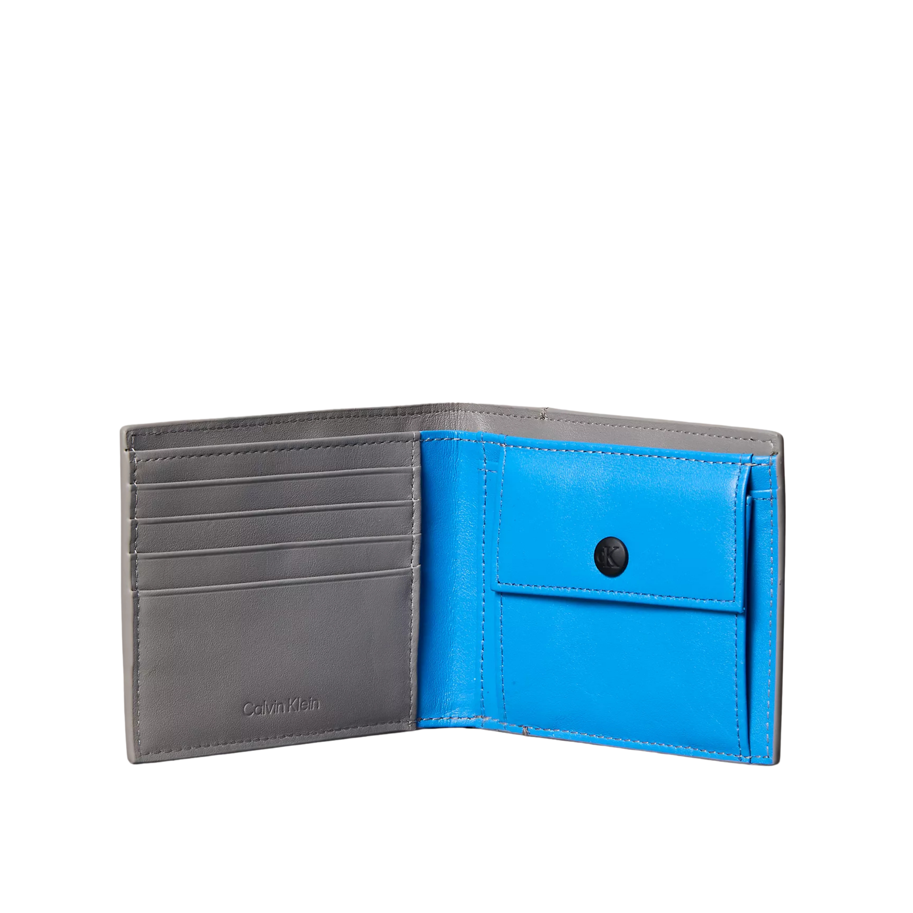 Calvin Klein Men Embossed Monologo Bifold Wallet with Coin Pouch - Cloudburst
