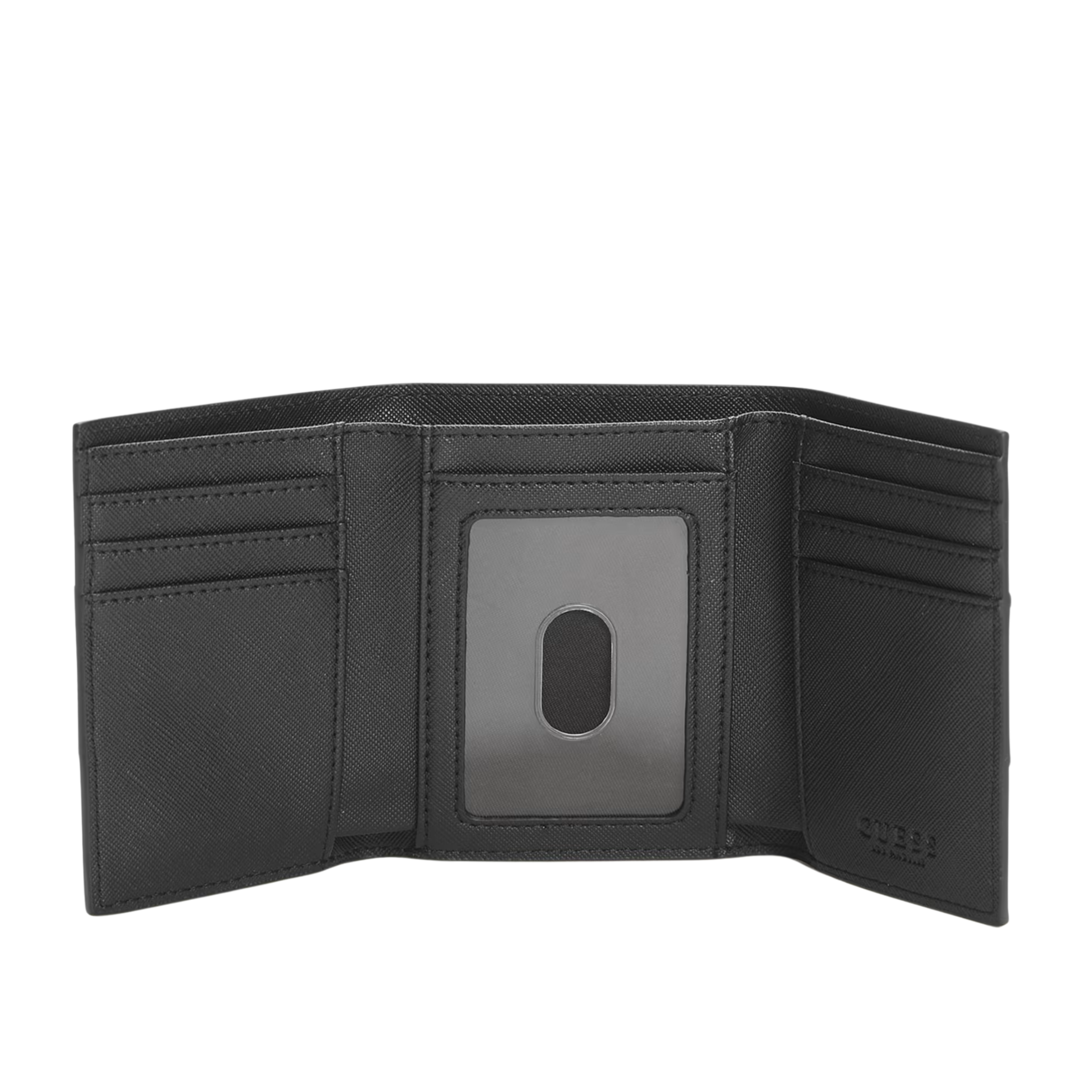 Guess Men Debossed Logo Trifold Wallet - Black