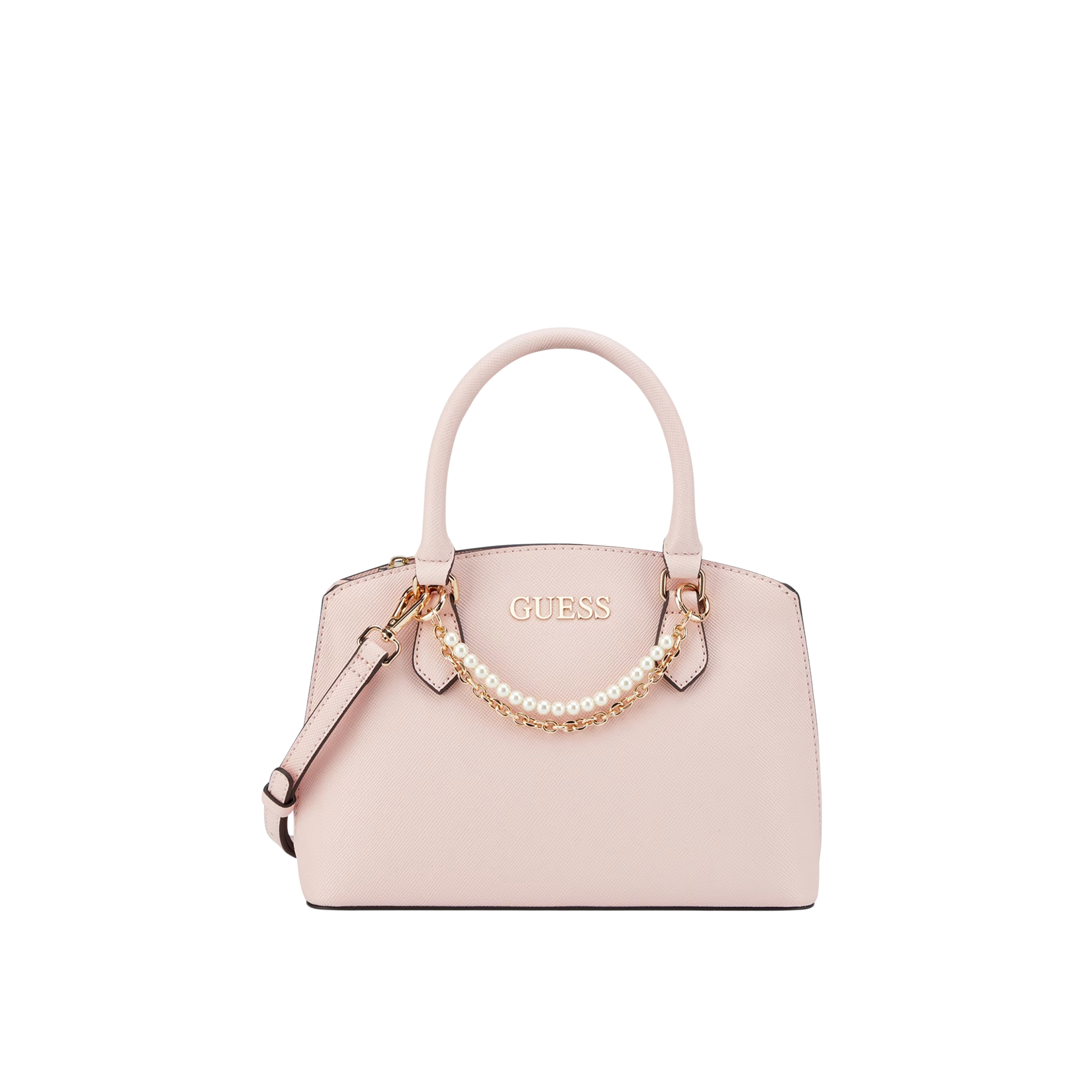Guess Women Jeanine Faux Pearl Charm Satchel - Pink