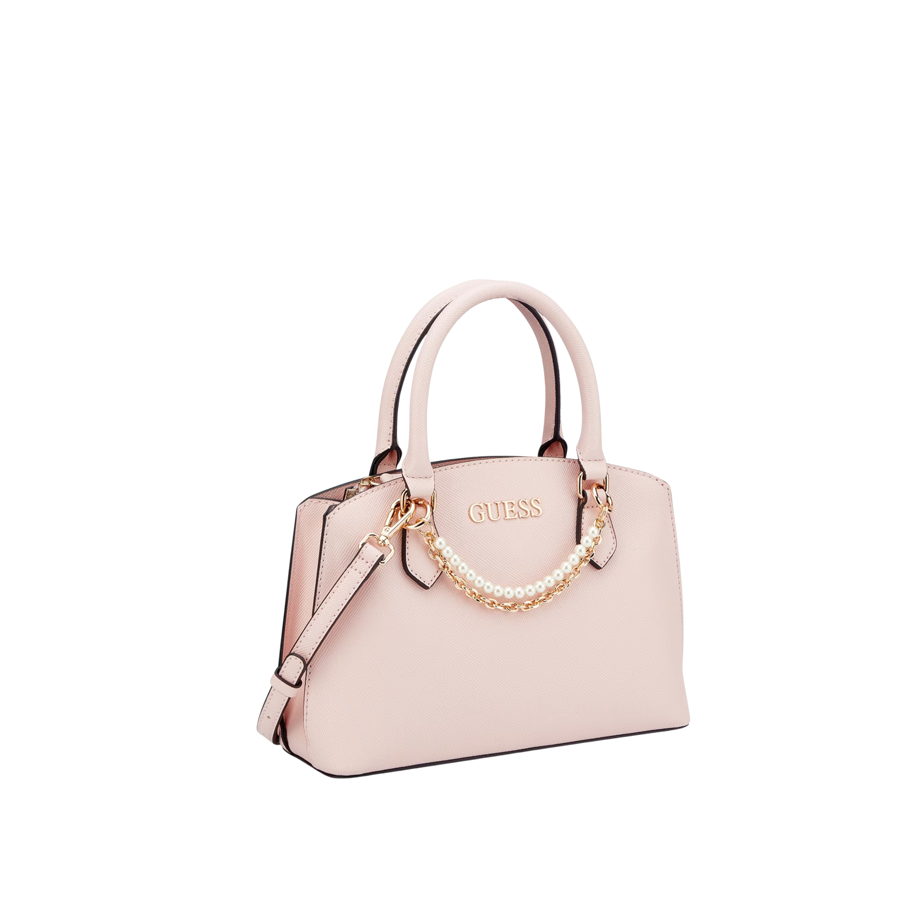 Guess Women Jeanine Faux Pearl Charm Satchel - Pink