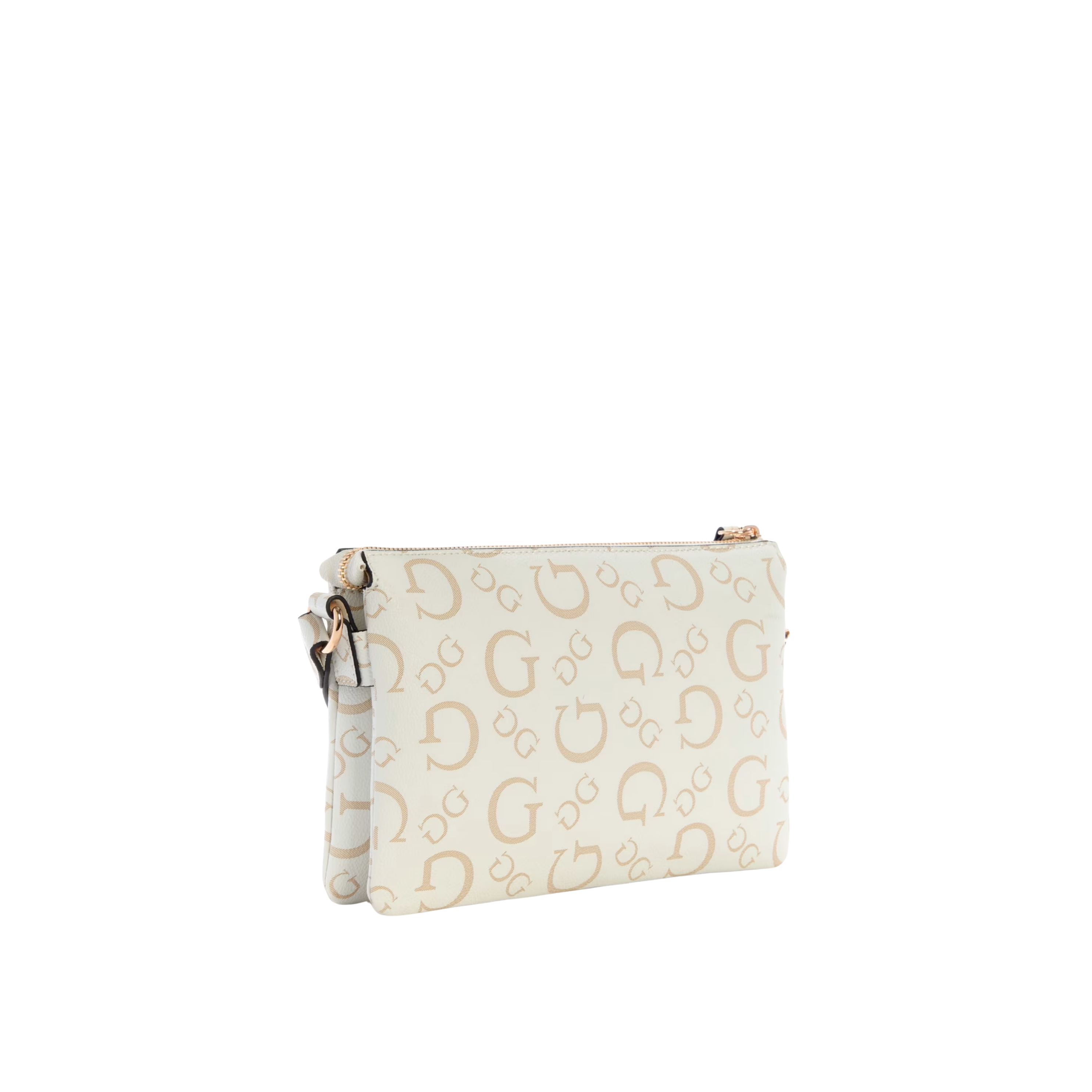 Guess Women Oona Logo Top Zip Crossbody - White