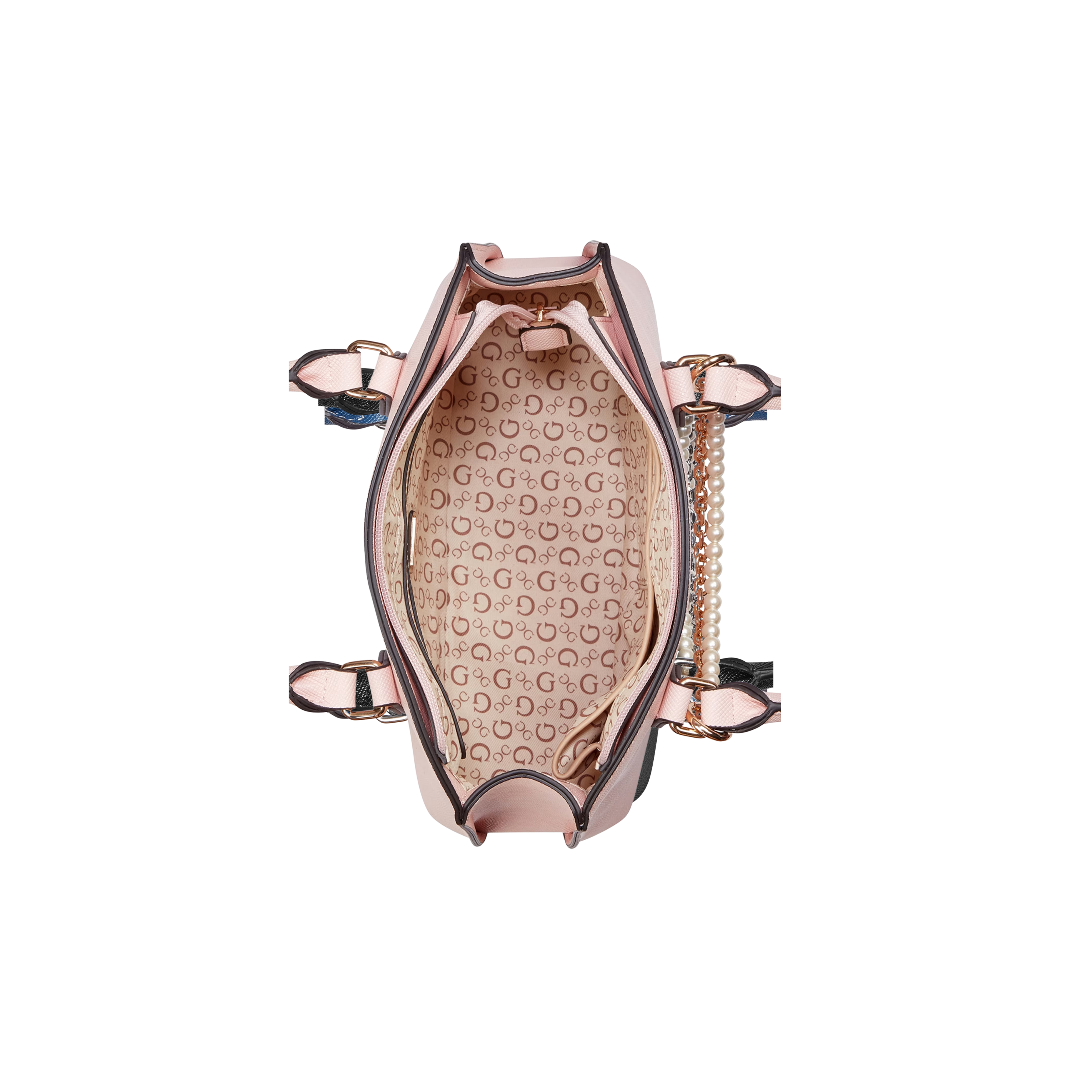 Guess Women Jeanine Faux Pearl Charm Satchel - Pink