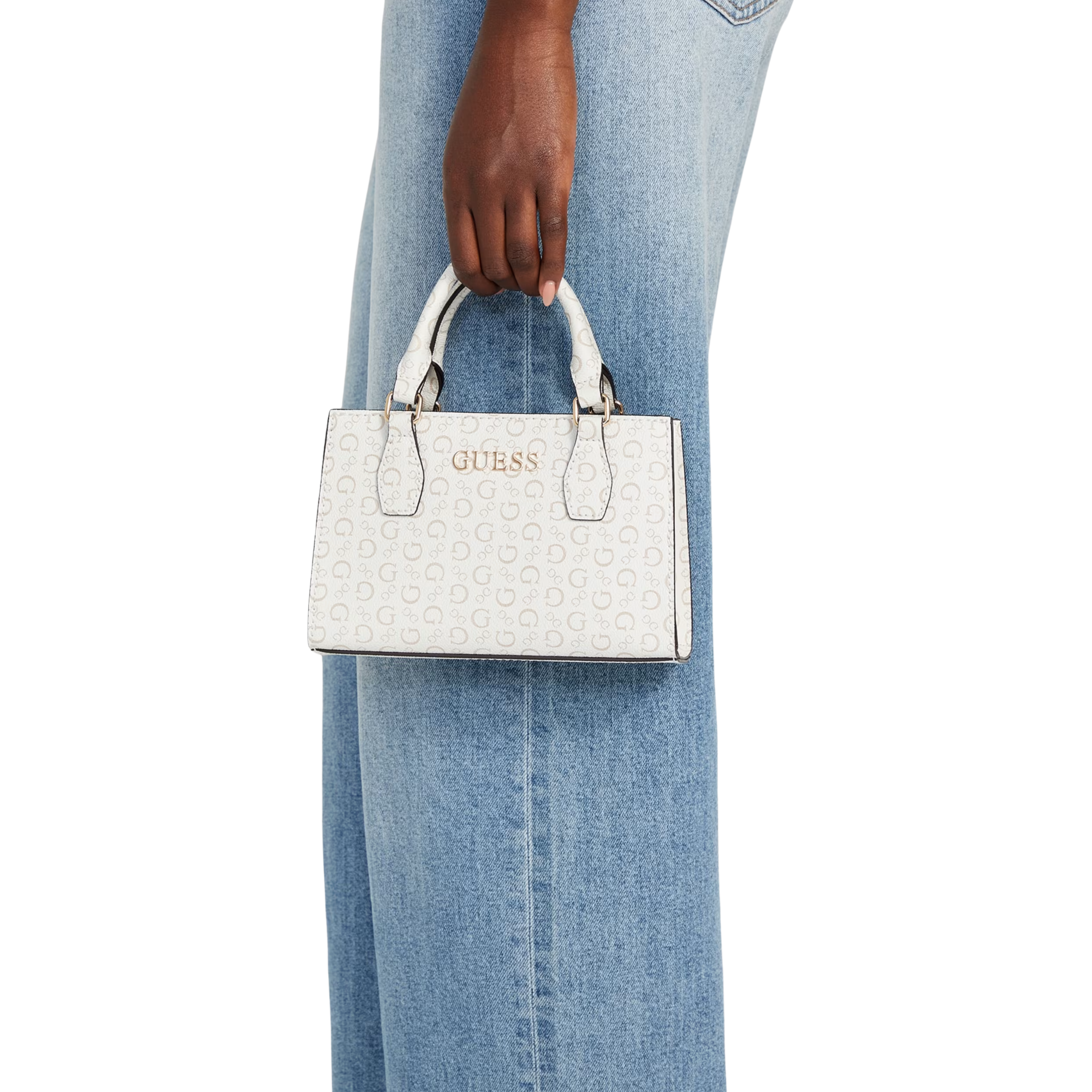 Guess Women Eldoria Logo Mini Satchel - White